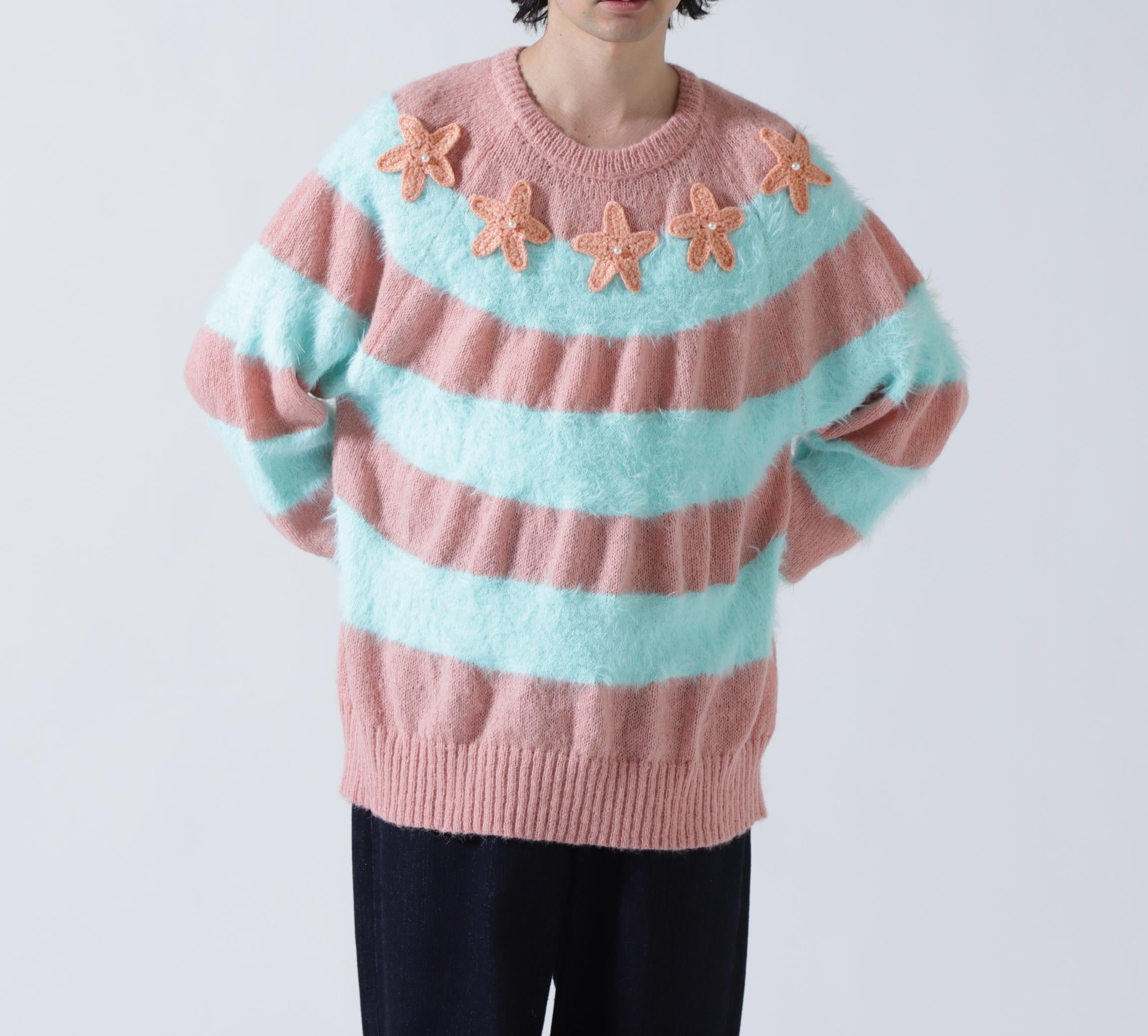 amok/アモク/STAR BORDER KNIT ピンク