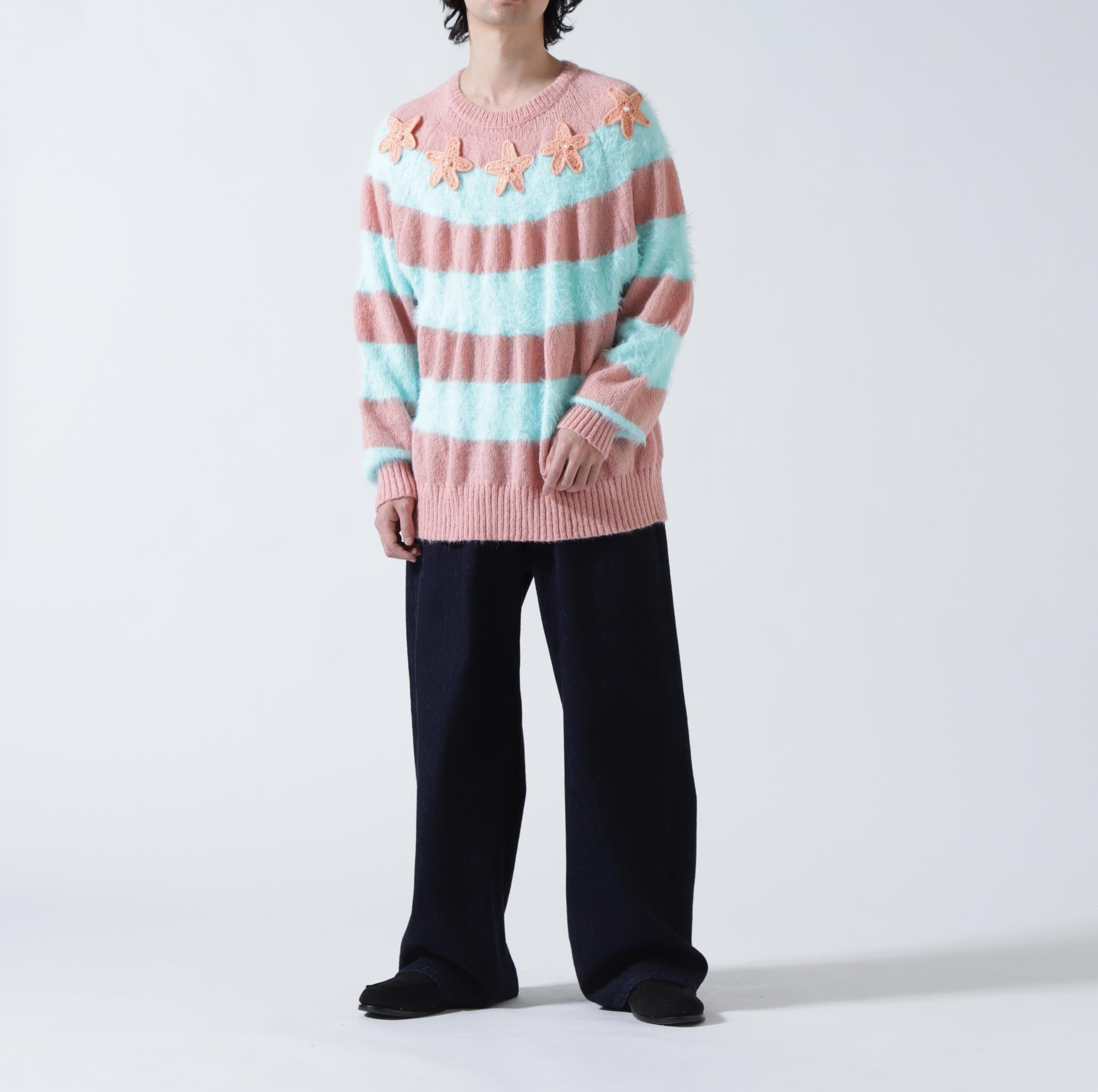 amok/アモク/STAR BORDER KNIT ピンク