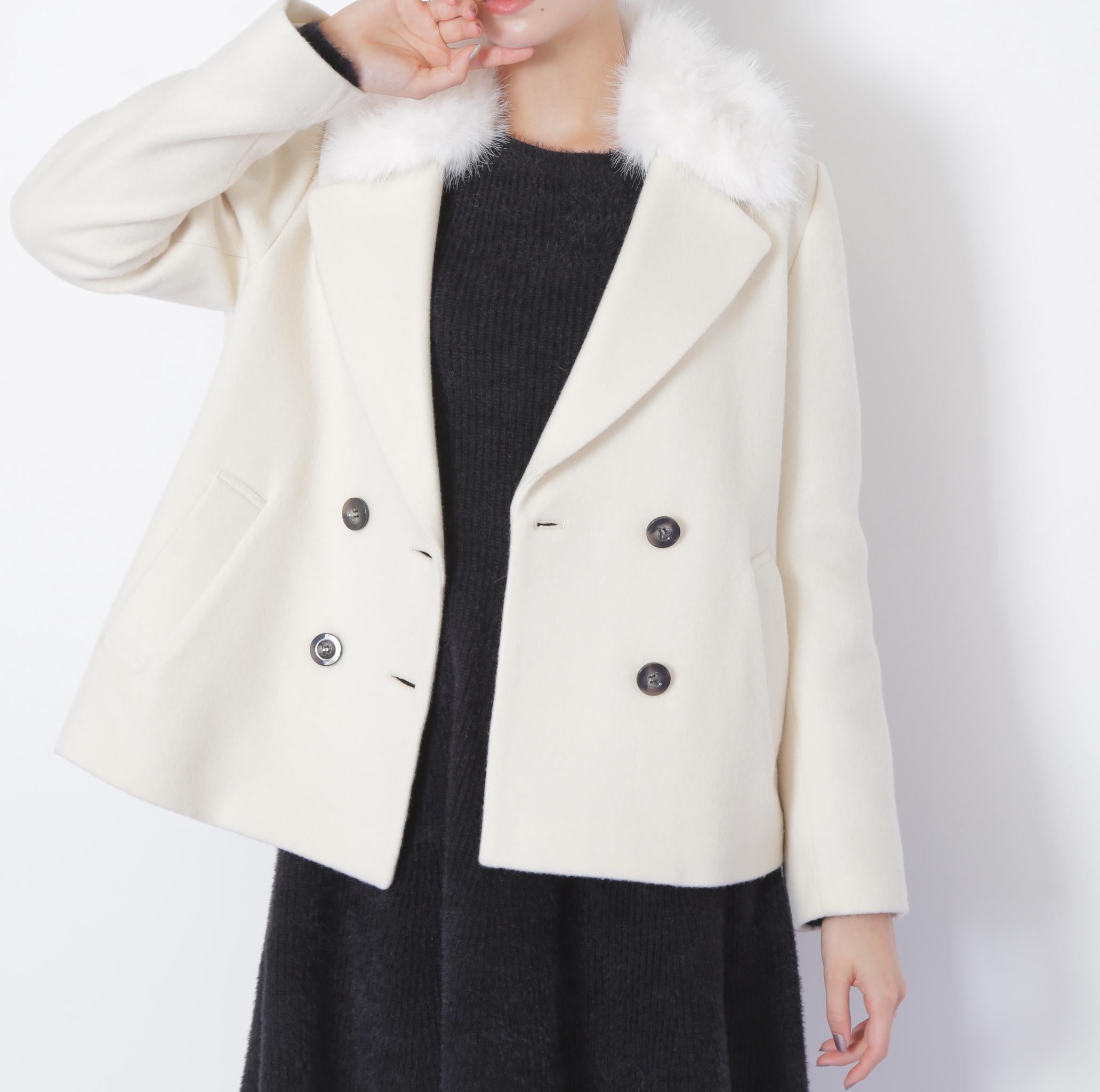 フェイクファー衿付ジャケット エクリュ