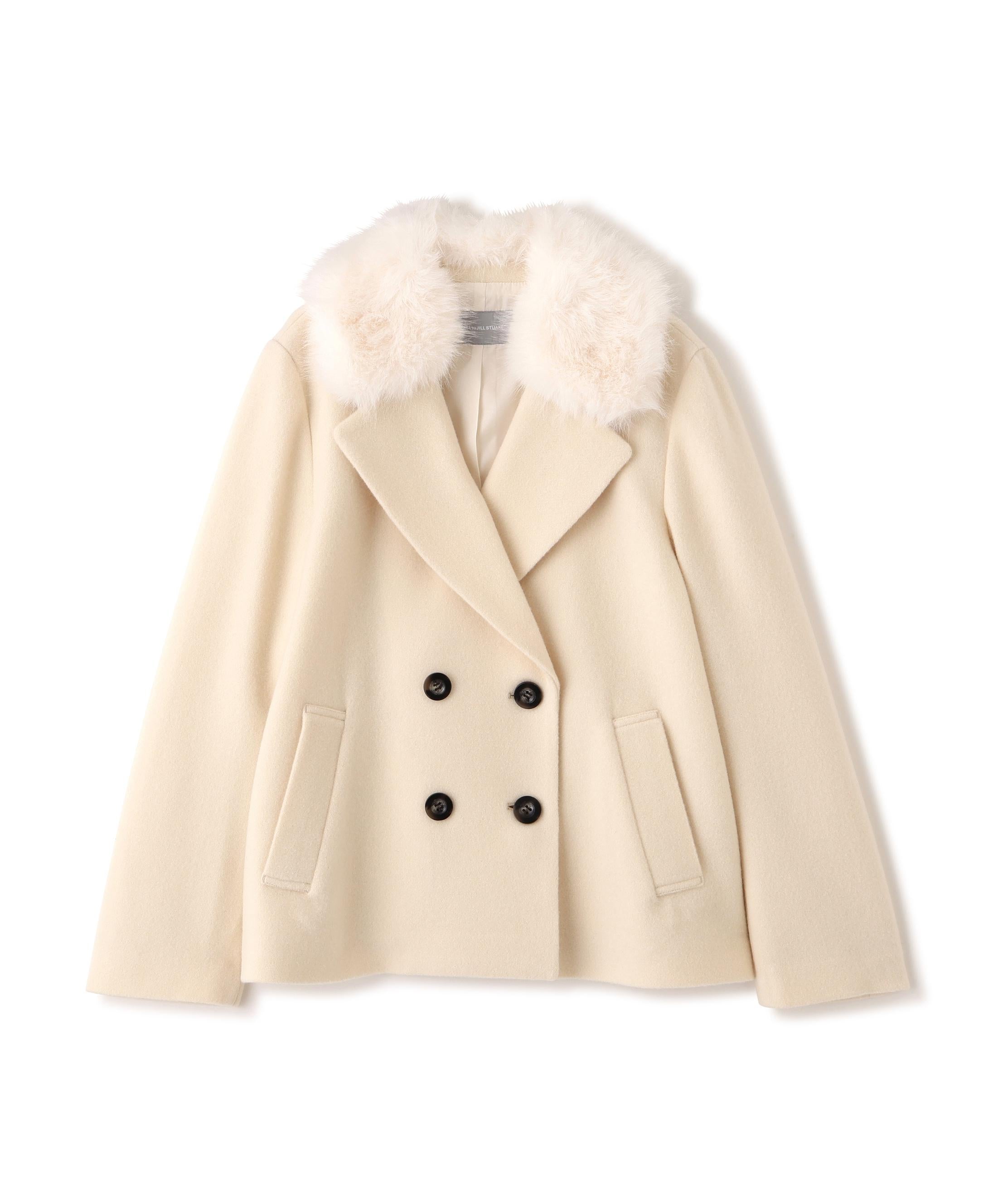 フェイクファー衿付ジャケット エクリュ