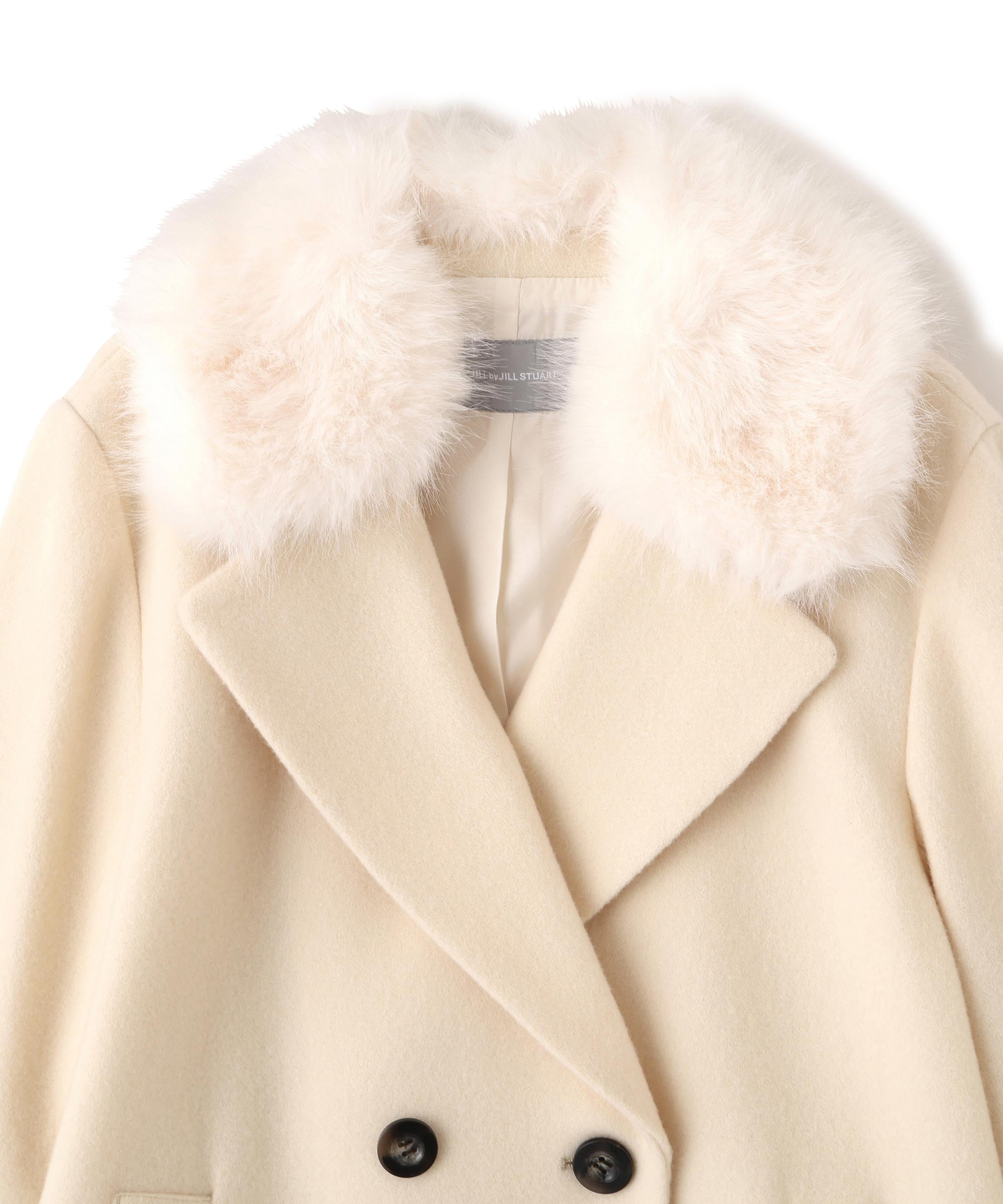 フェイクファー衿付ジャケット エクリュ