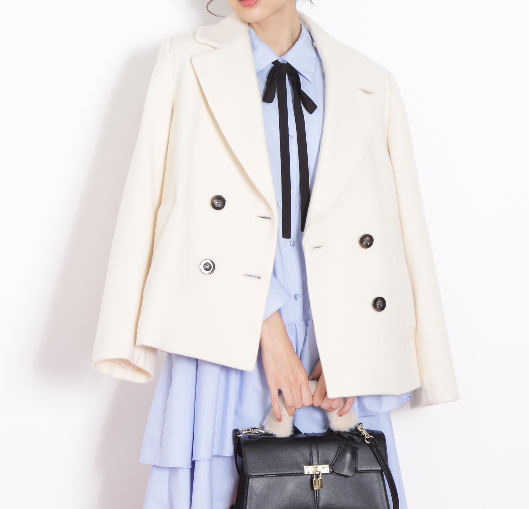 フェイクファー衿付ジャケット エクリュ