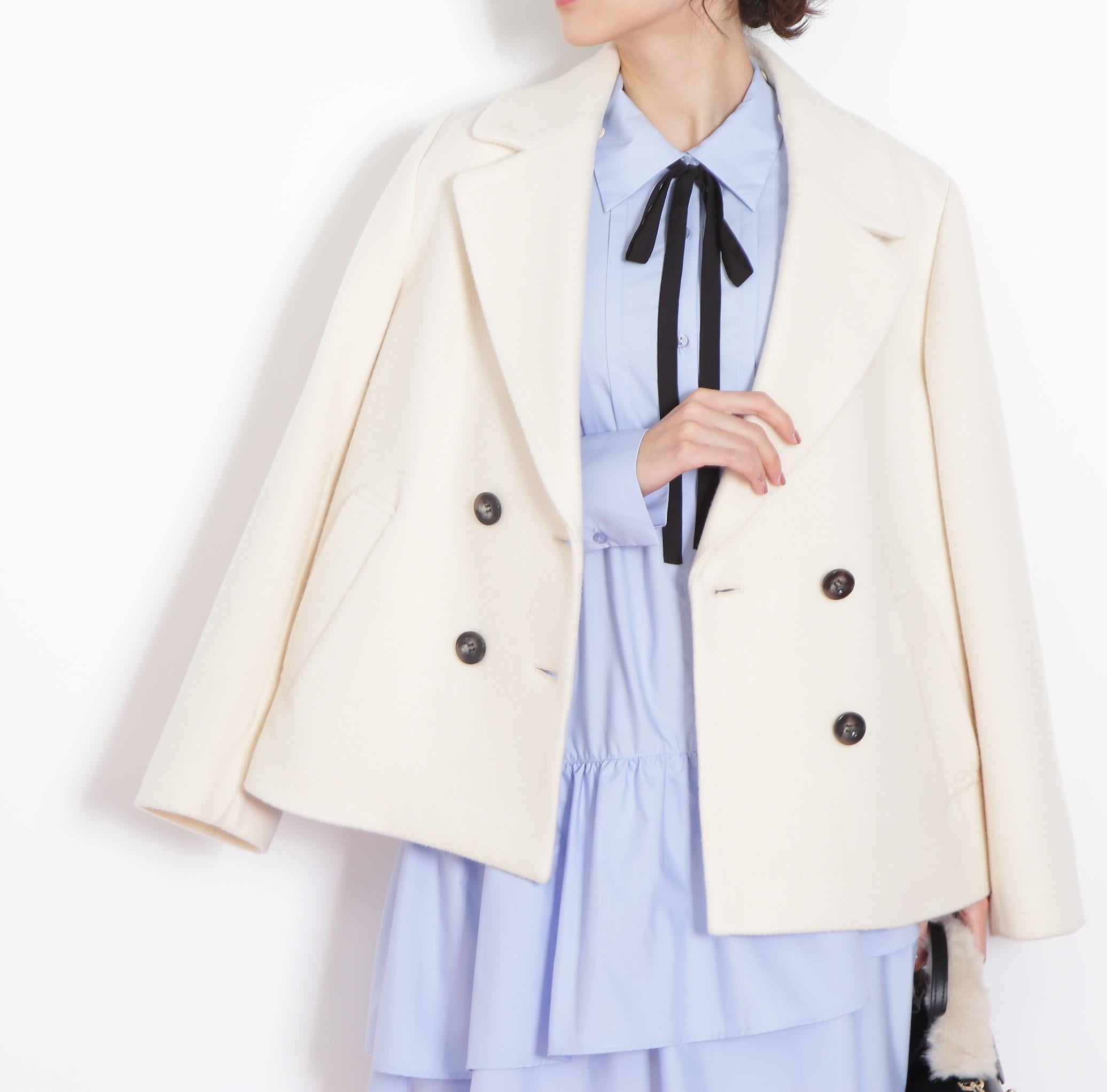 フェイクファー衿付ジャケット エクリュ