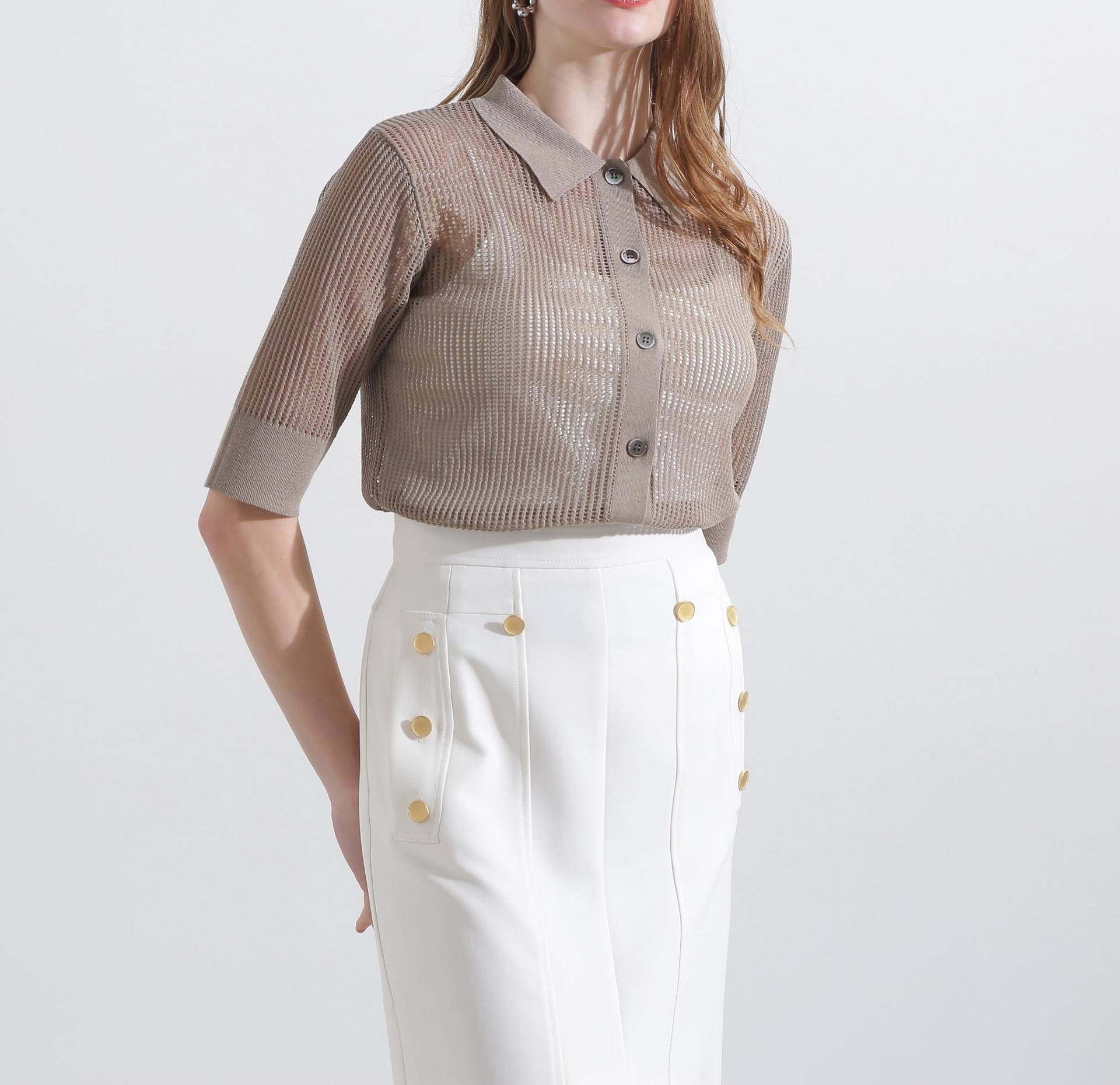 ◆シアーコンビカーディガン モカ6