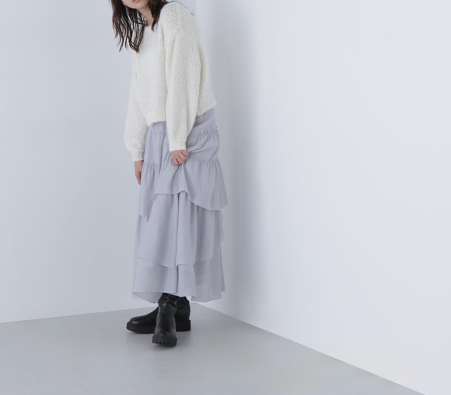 フェザーネップニット オフホワイト1