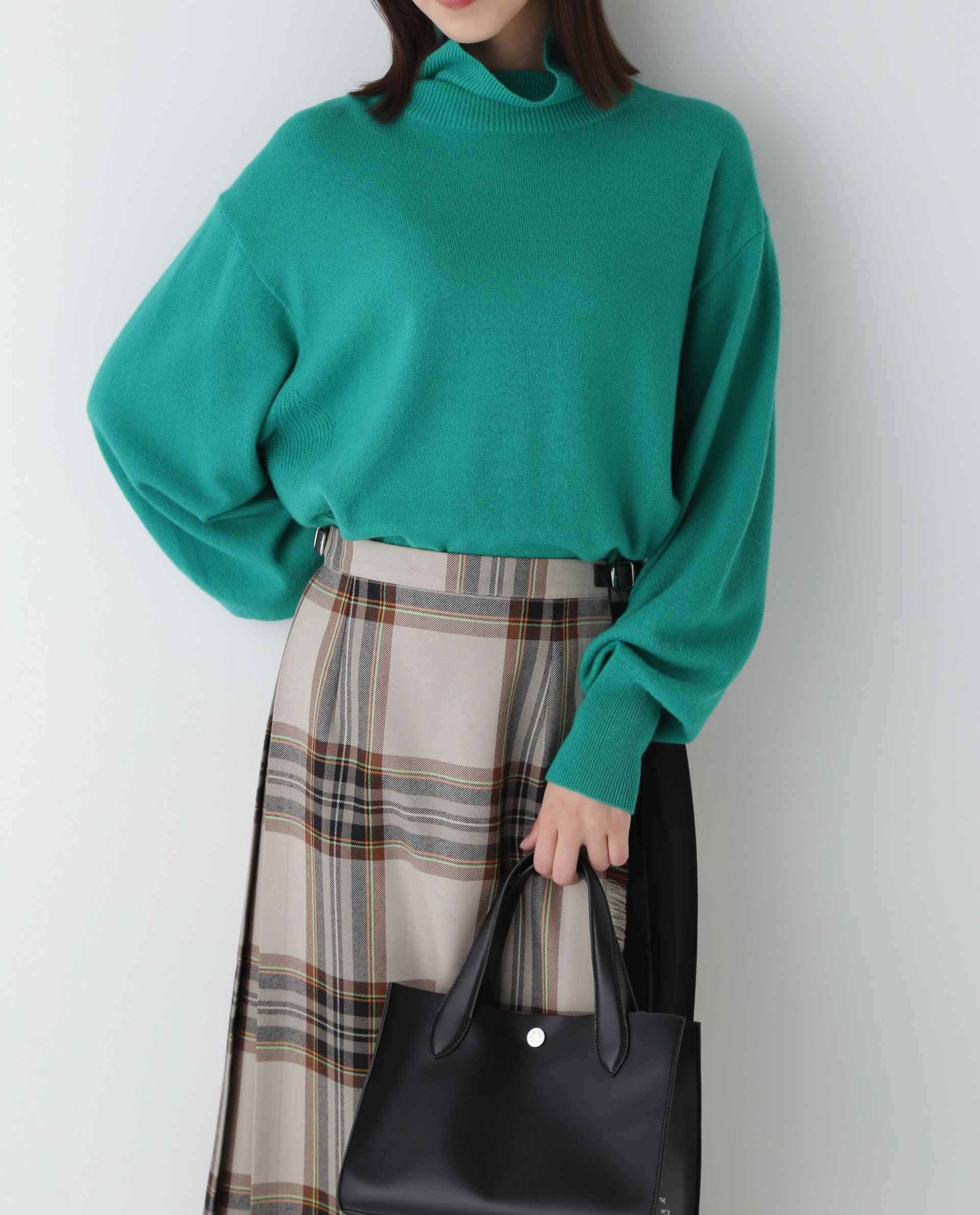 ◆ソフトタッチウールハイネックプルオーバー グリーン