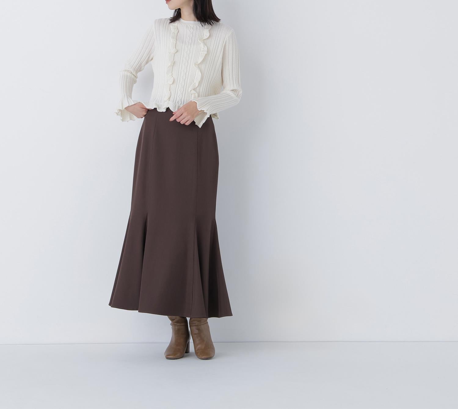 ミニケーブルフリルニット オフホワイト1