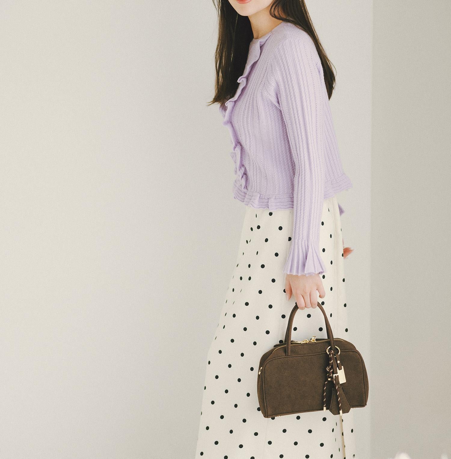 ミニケーブルフリルニット ラベンダー