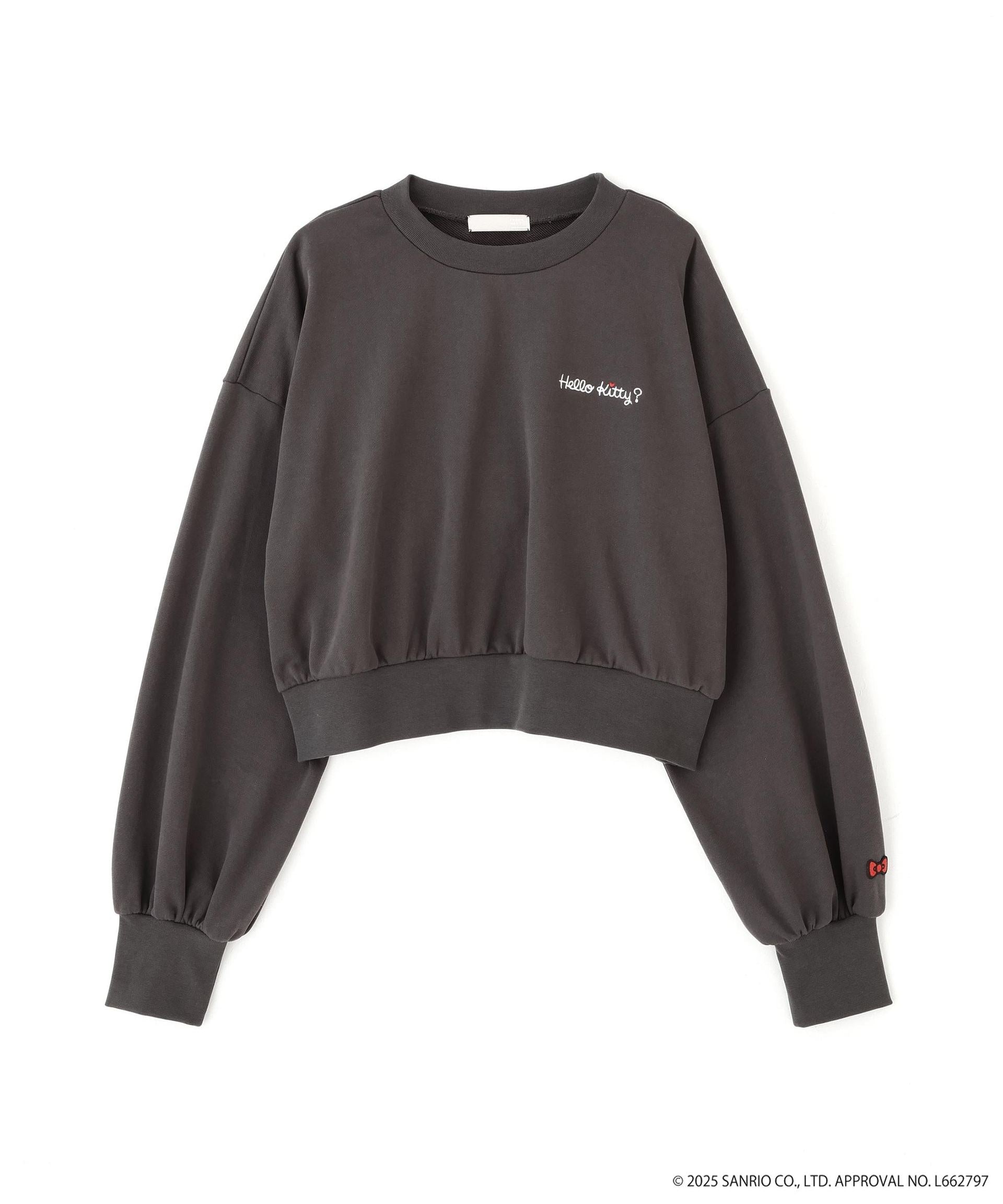 サンリオキャラクターズコラボ SHORT SWEAT ショートスウェット 胸LOGO×袖RIBBON スミクロ