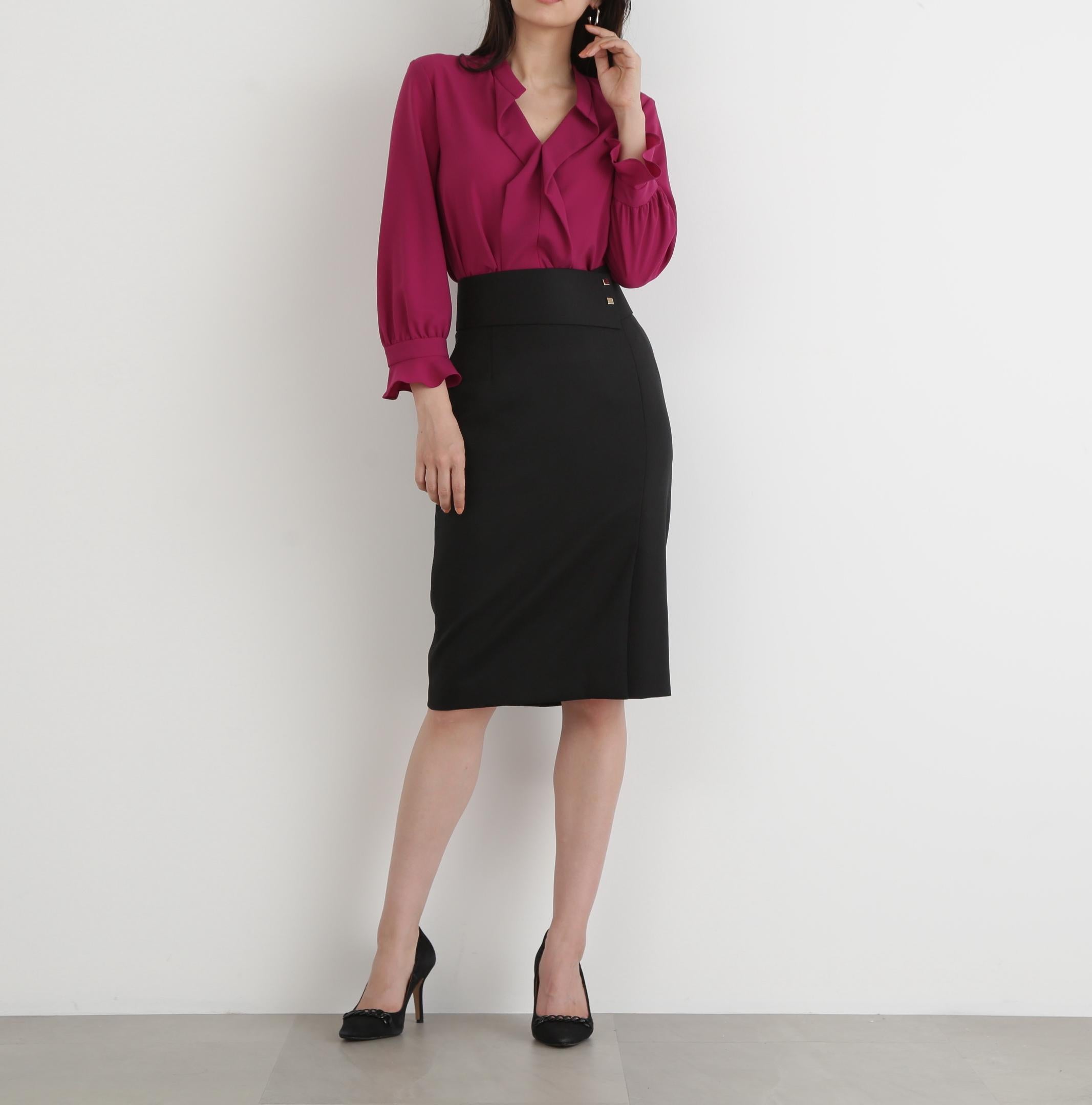 ◆ワイドベルト付きスカート ブラック