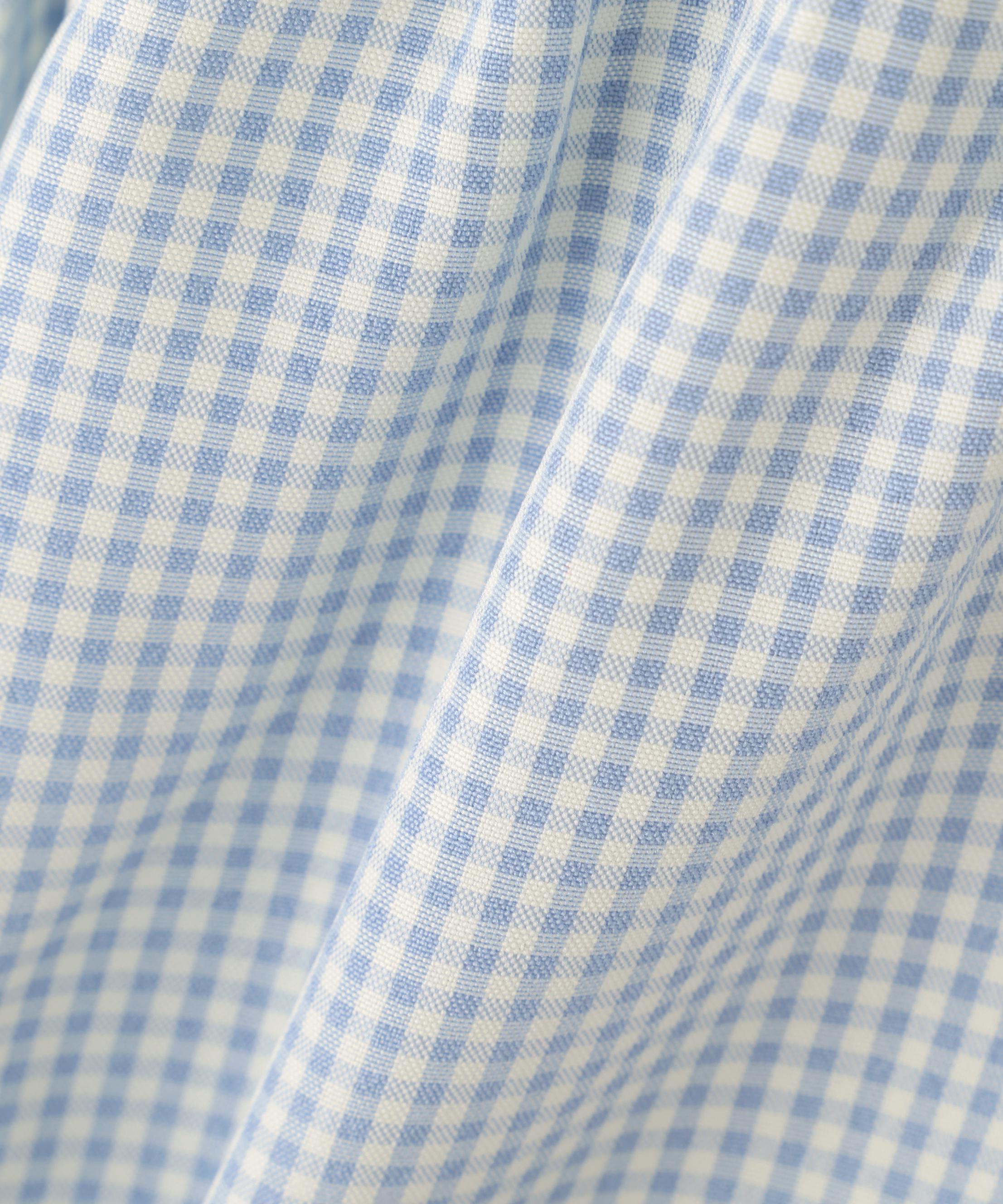 レイヤード風ギンガムチェックペプラムブラウス ブルーギンガム1