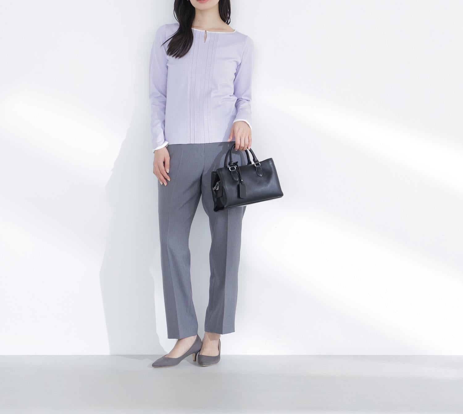 バイカラーフロントタックニット ラベンダー系2