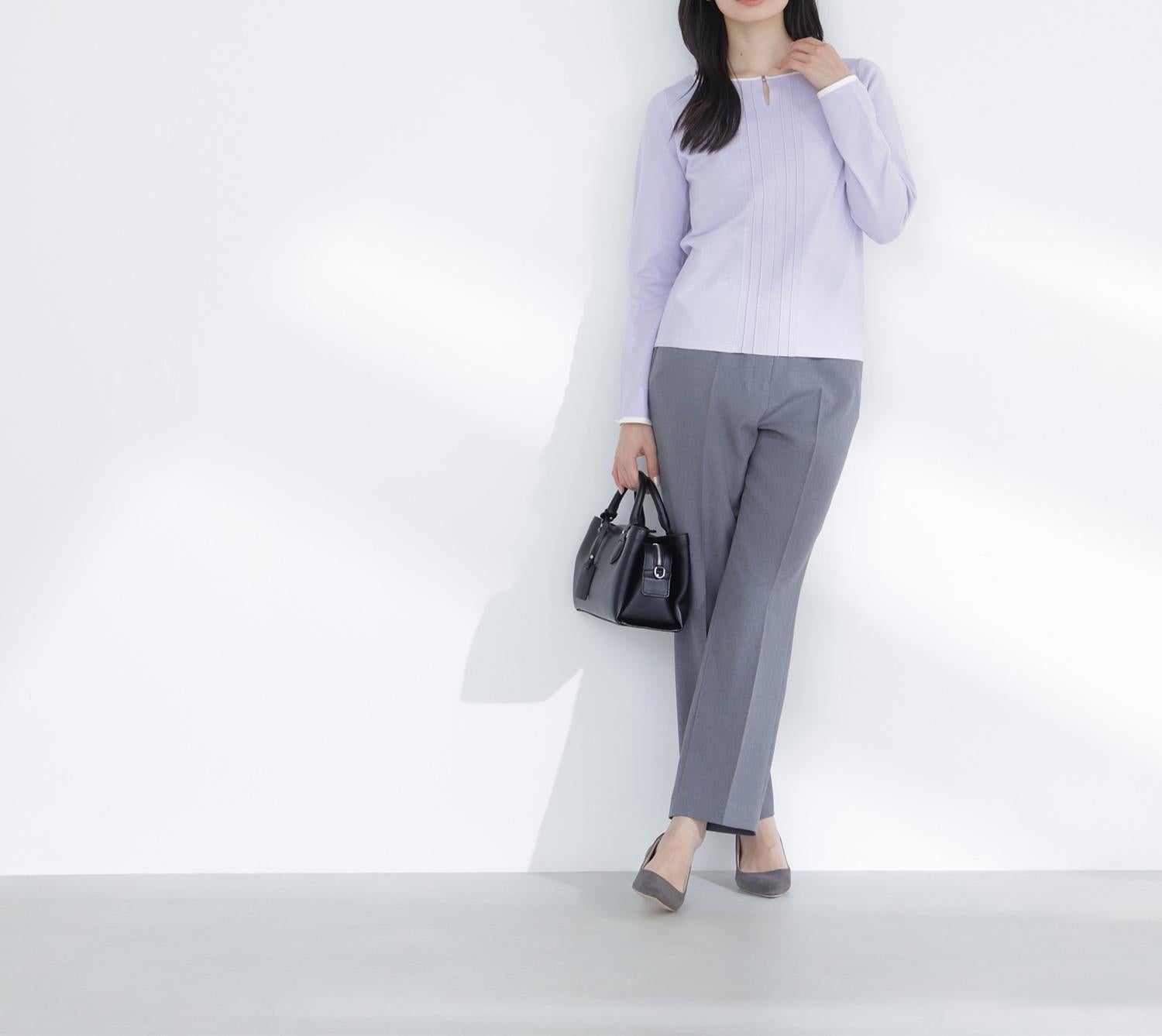 バイカラーフロントタックニット ラベンダー系2