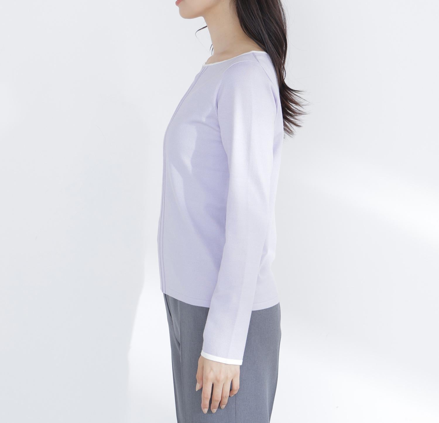 バイカラーフロントタックニット ラベンダー系2