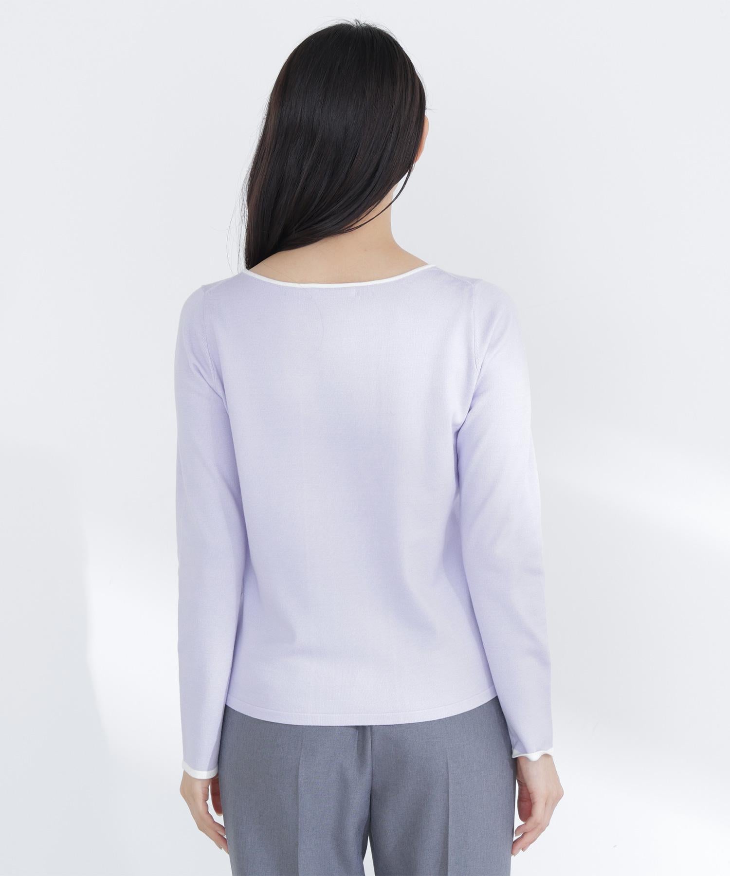 バイカラーフロントタックニット ラベンダー系2