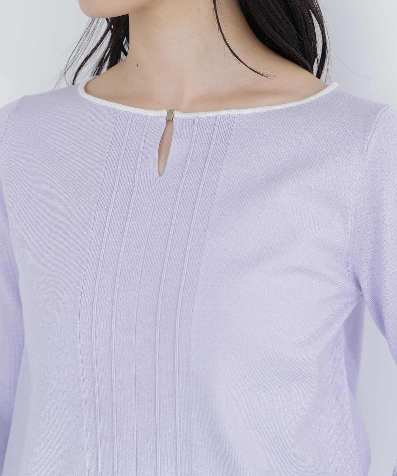 バイカラーフロントタックニット ラベンダー系2