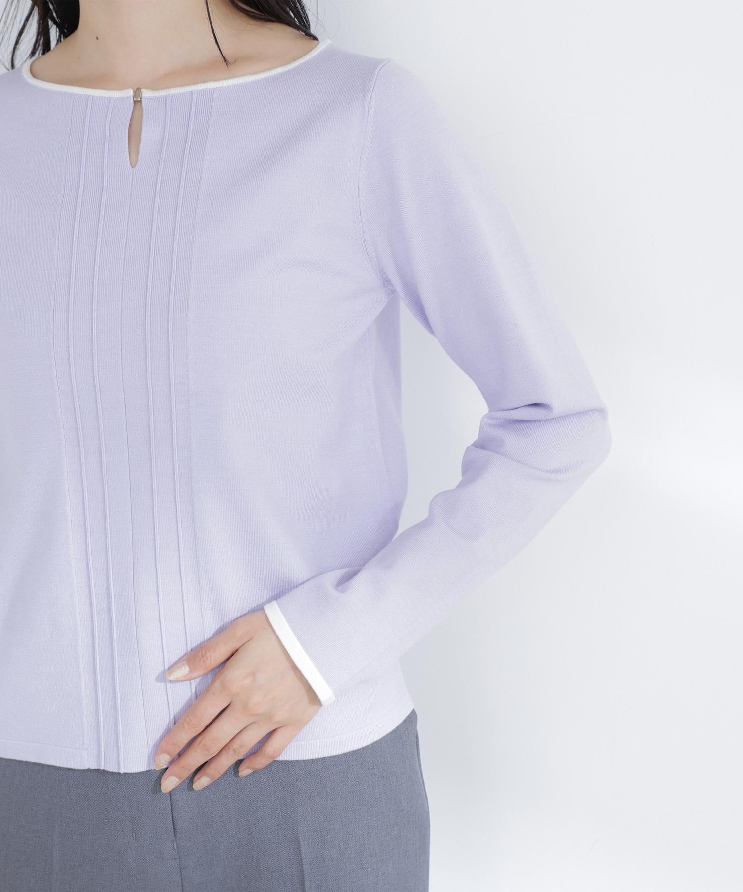 バイカラーフロントタックニット ラベンダー系2