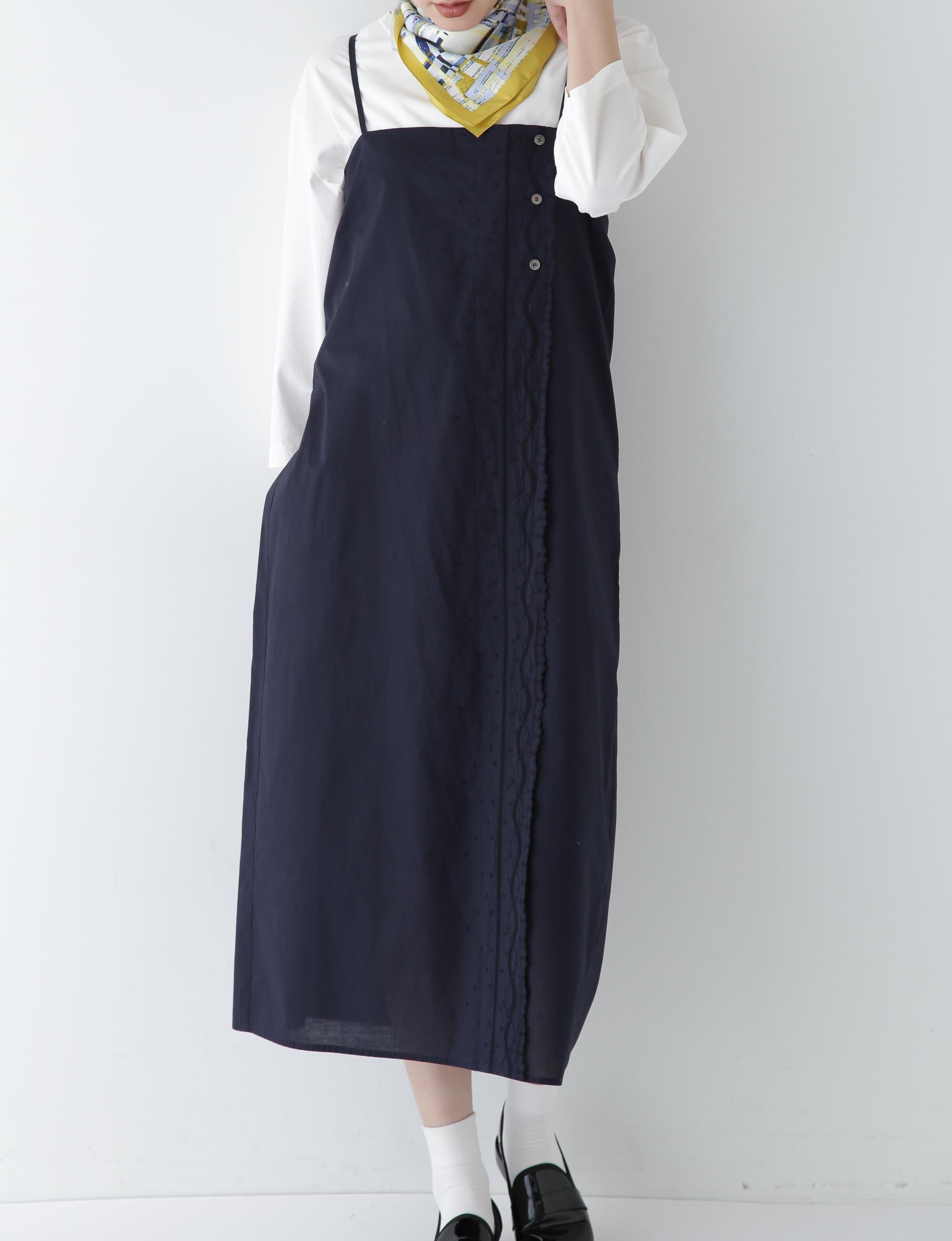 ◆ヴィンテージ風レースノースリワンピース ネイビー