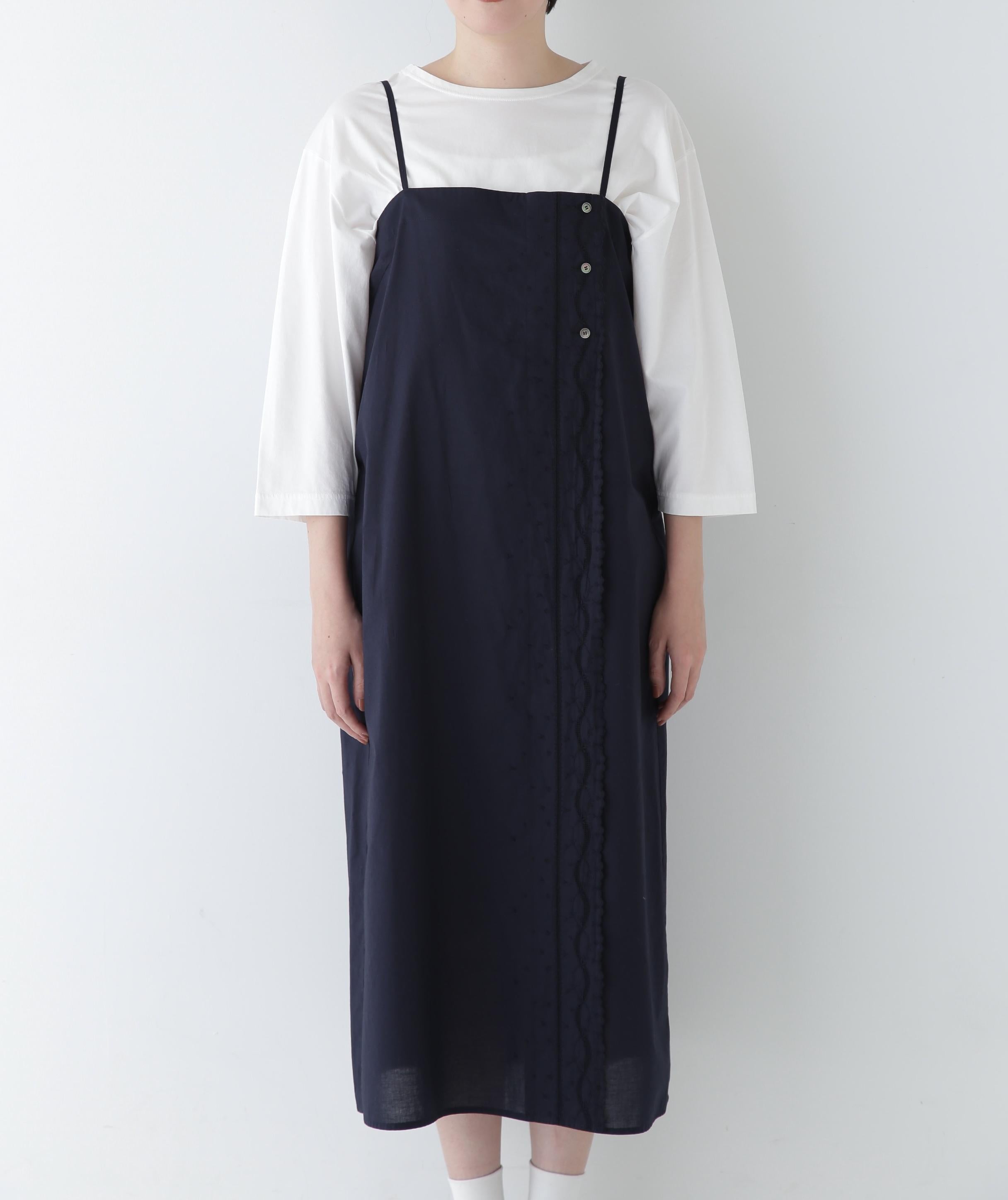 ◆ヴィンテージ風レースノースリワンピース ネイビー