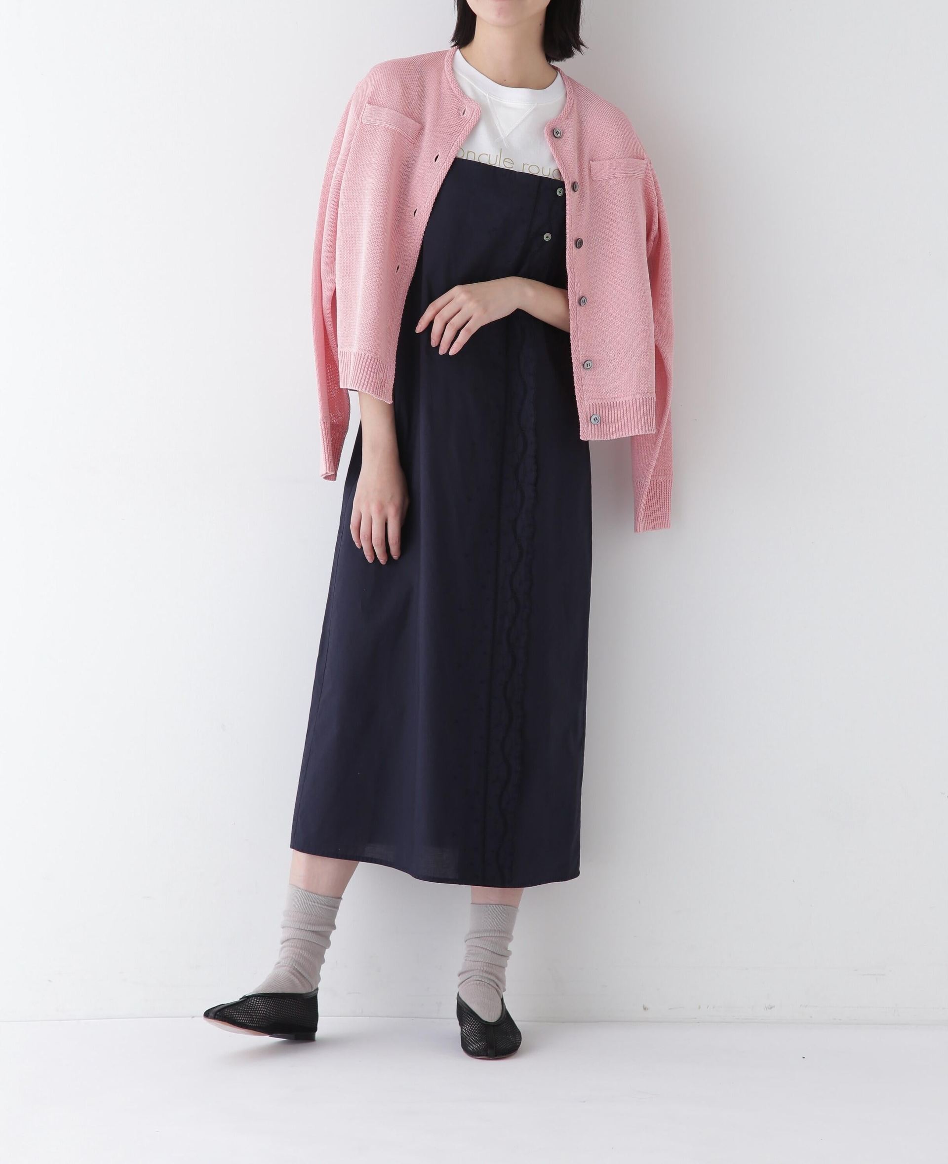 ◆ヴィンテージ風レースノースリワンピース ネイビー