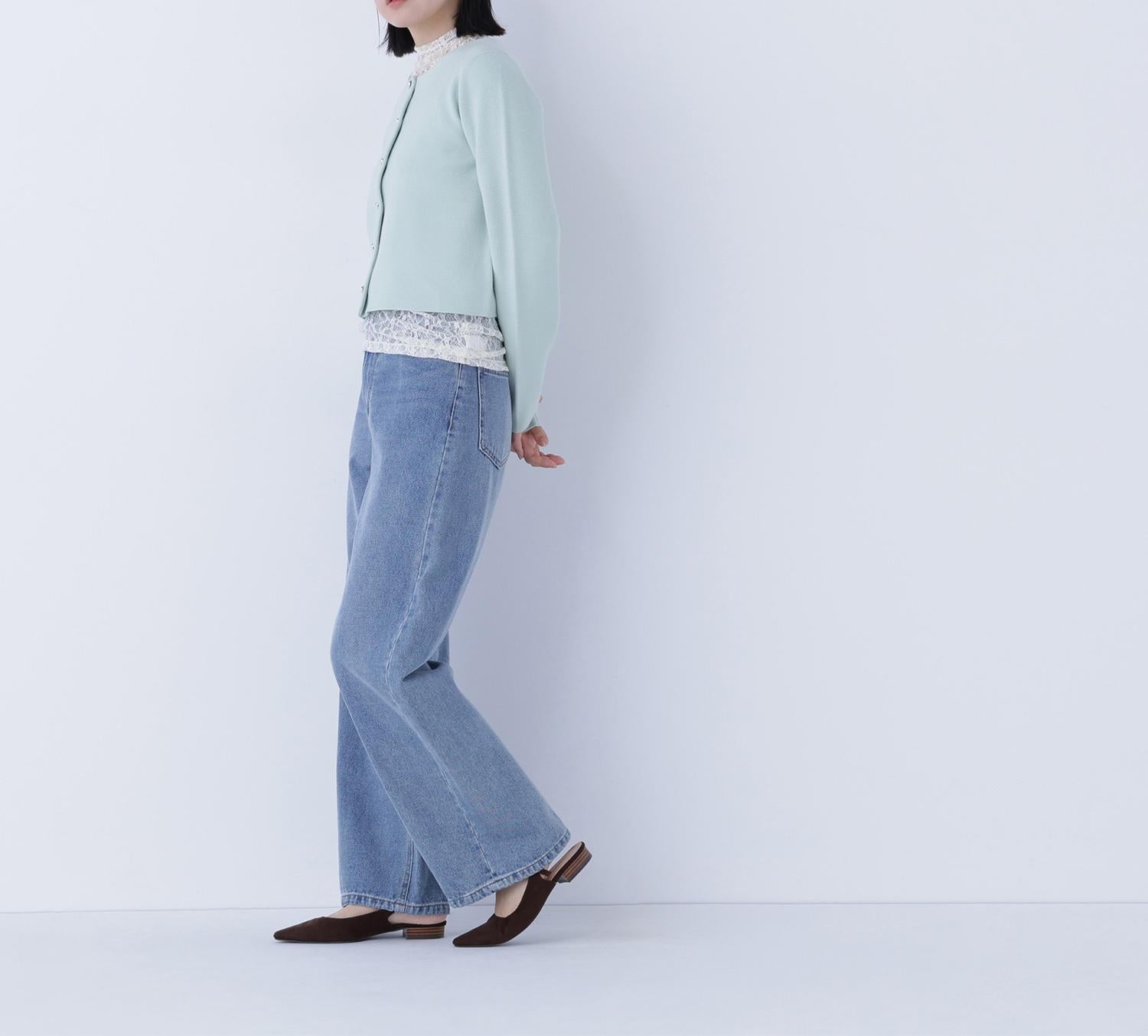 ハートボタンニットジャケット ペールグリーン