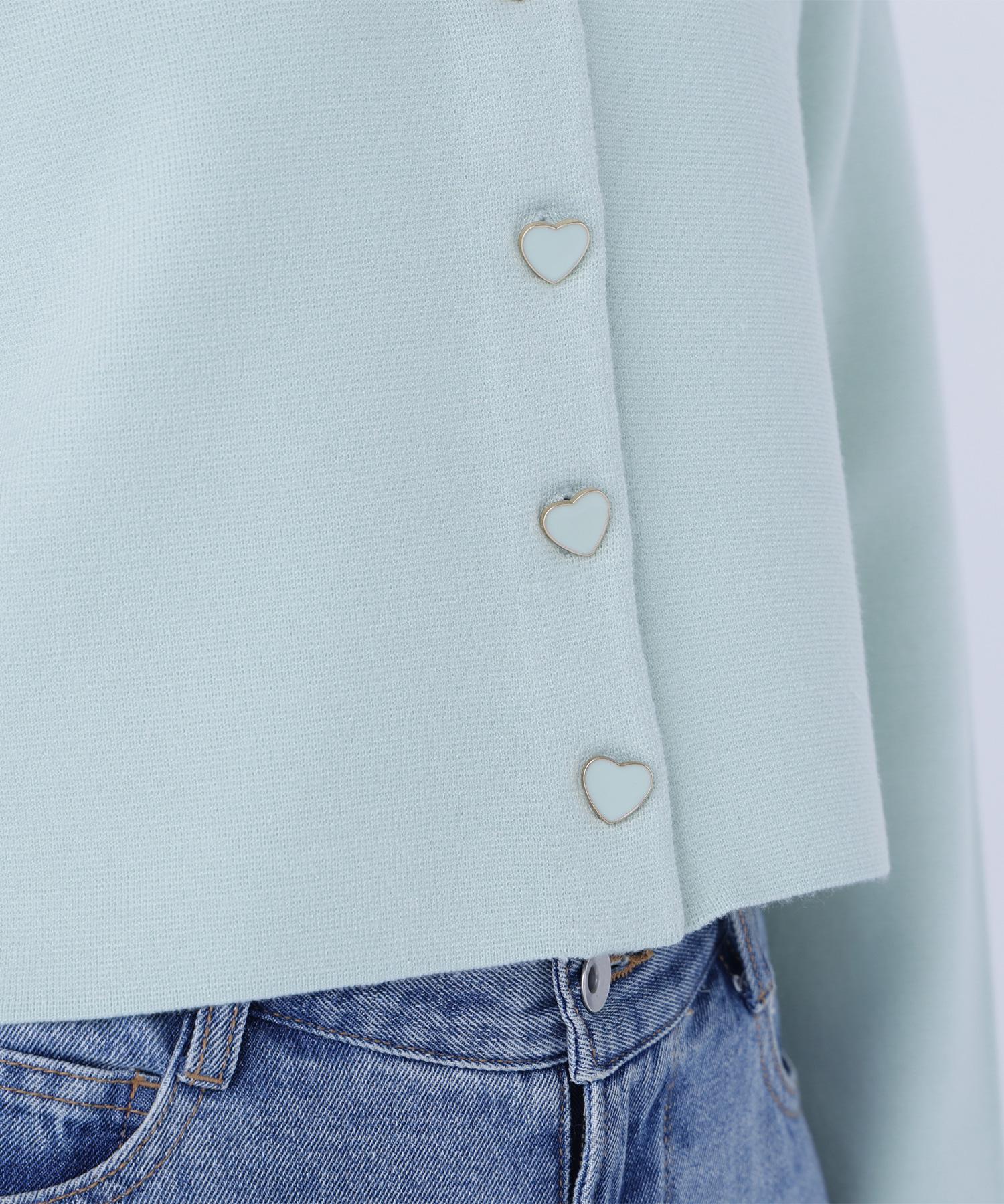 ハートボタンニットジャケット ペールグリーン