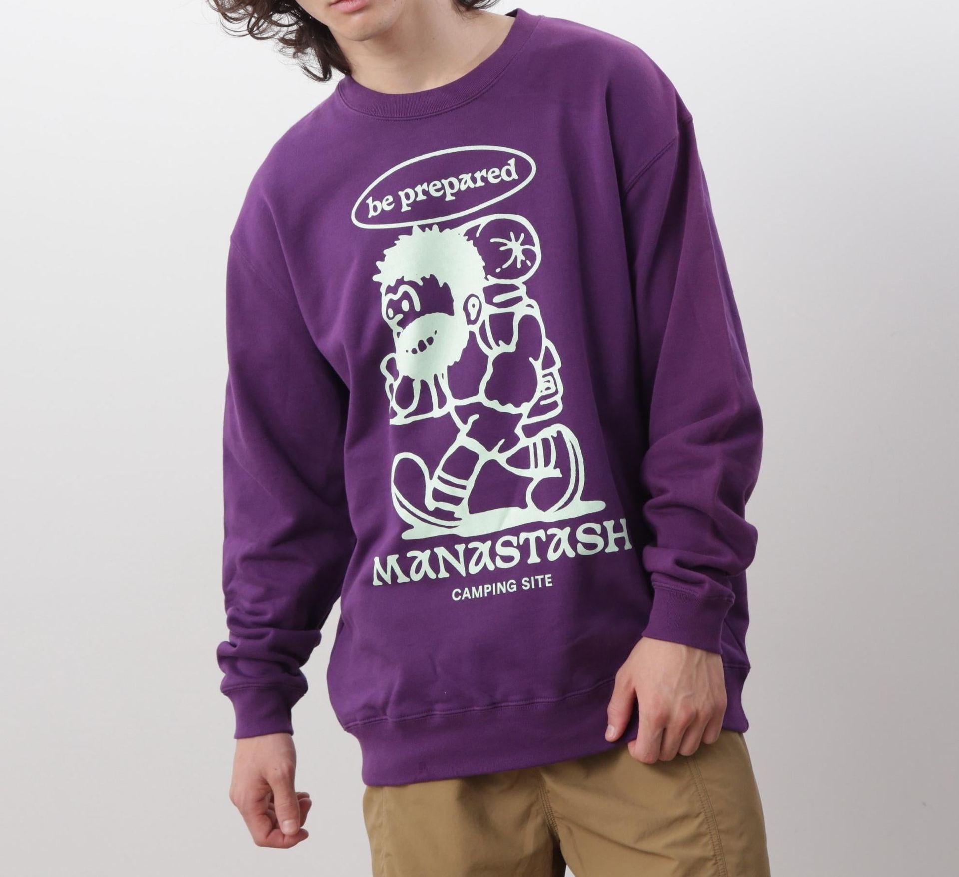 MANASTASH/マナスタッシュ/C>EW SWEAT RE P>EPA>ED パープル