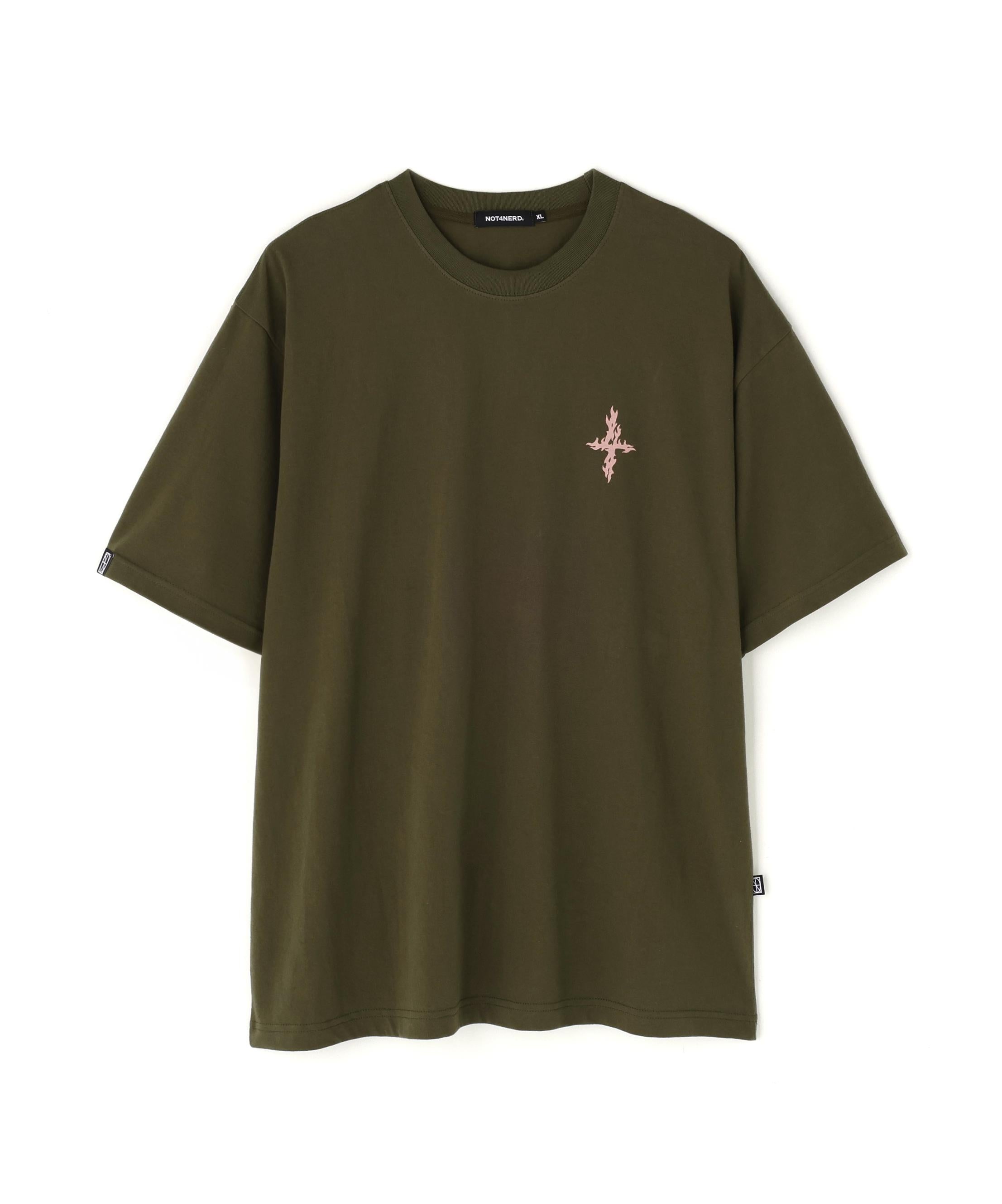 NOT4NE>D/ノットフォーナード/FLAME 4 SYMROL T-SHI>TS カーキ