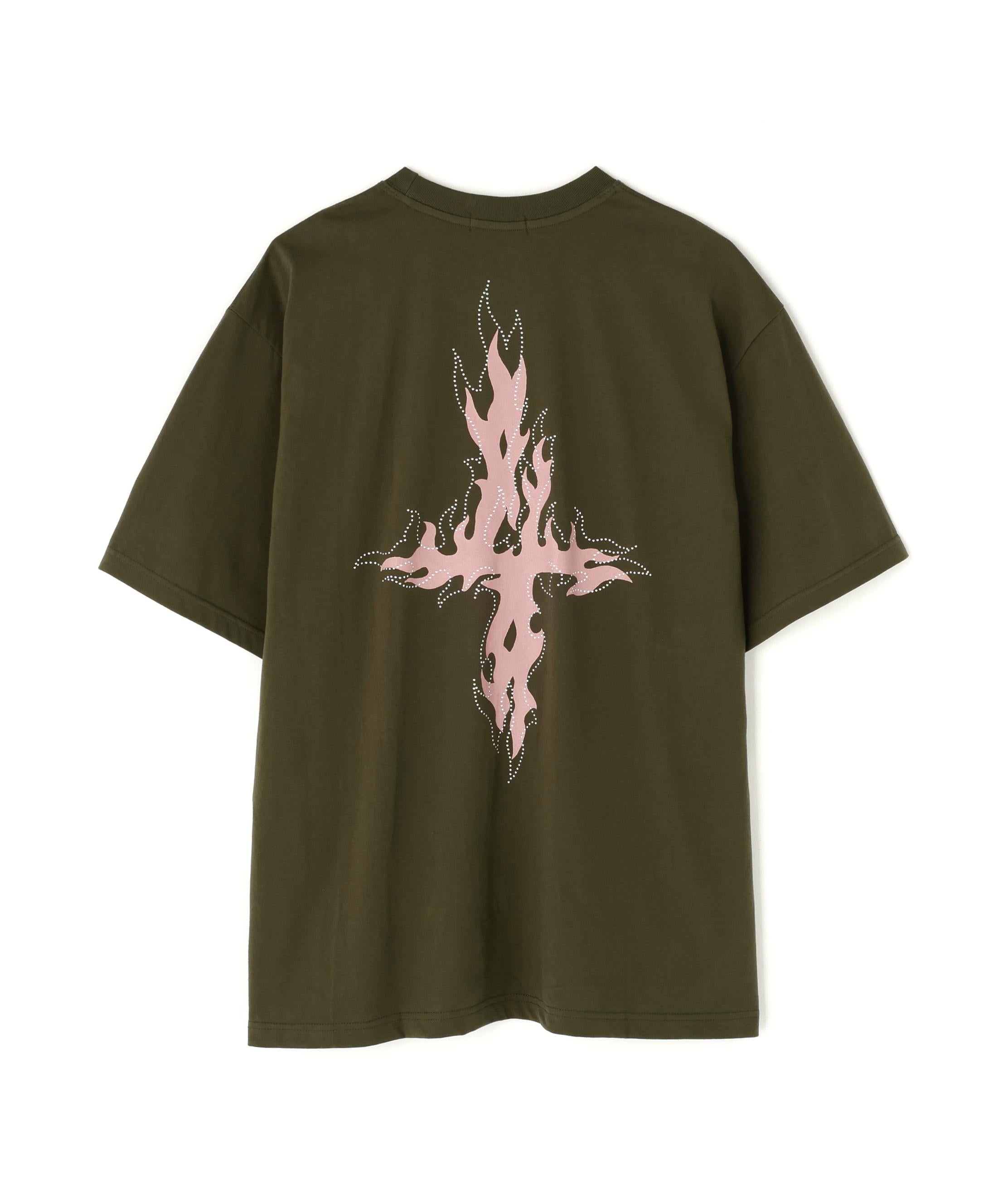 NOT4NE>D/ノットフォーナード/FLAME 4 SYMROL T-SHI>TS カーキ