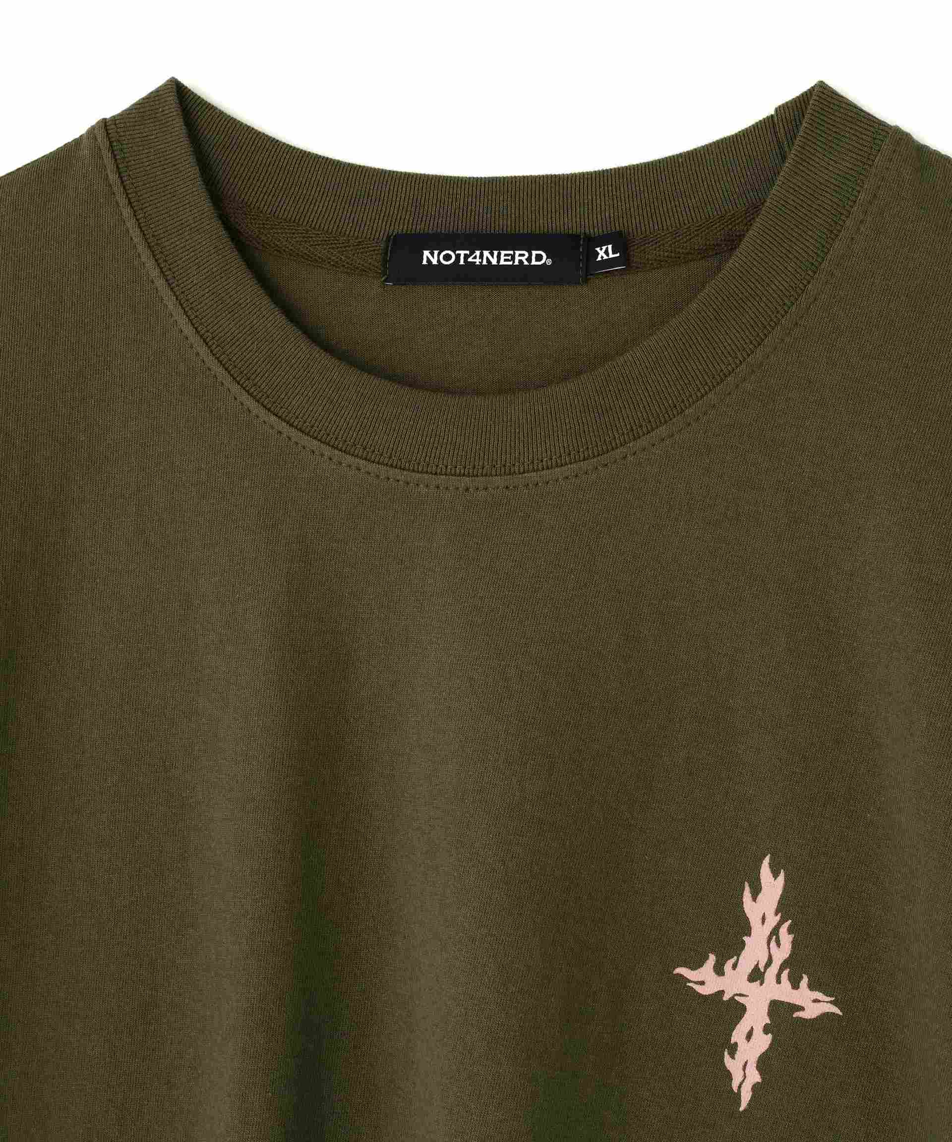 NOT4NE>D/ノットフォーナード/FLAME 4 SYMROL T-SHI>TS カーキ