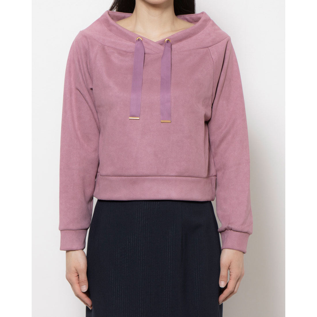 12Twelve Agenda Faux suede hooded cut and sew pullover