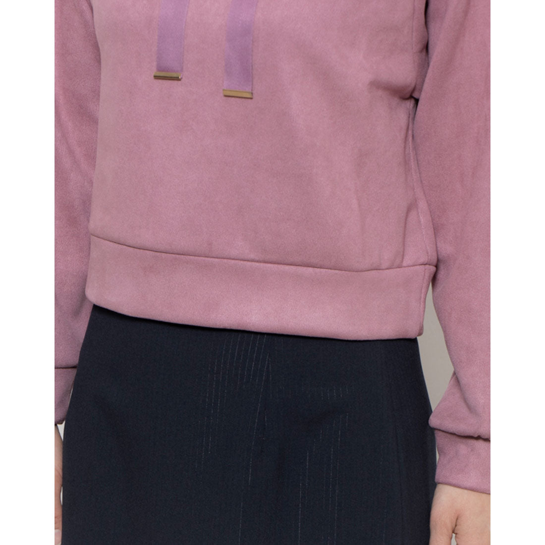 12Twelve Agenda Faux suede hooded cut and sew pullover