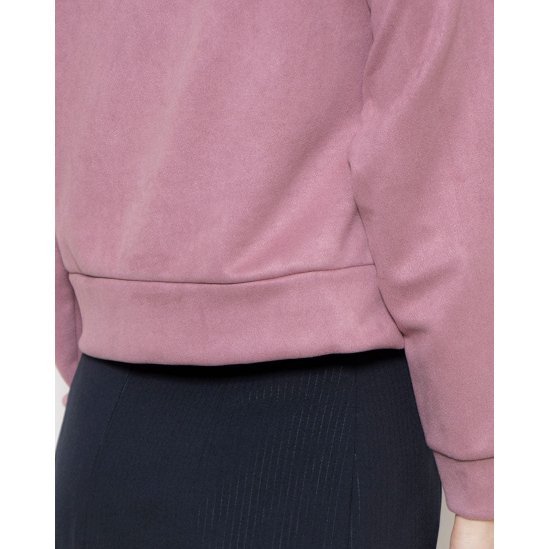 12Twelve Agenda Faux suede hooded cut and sew pullover
