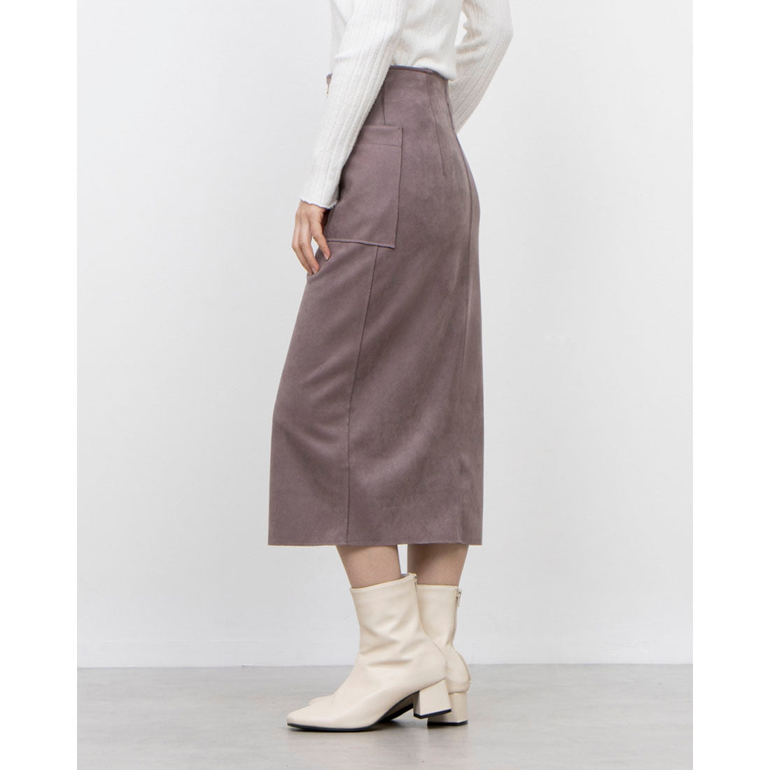 トゥエルブアジェンダ 12Twelve Agenda フェイクスエード両ポケタイトスカート (ピンク) ピンク