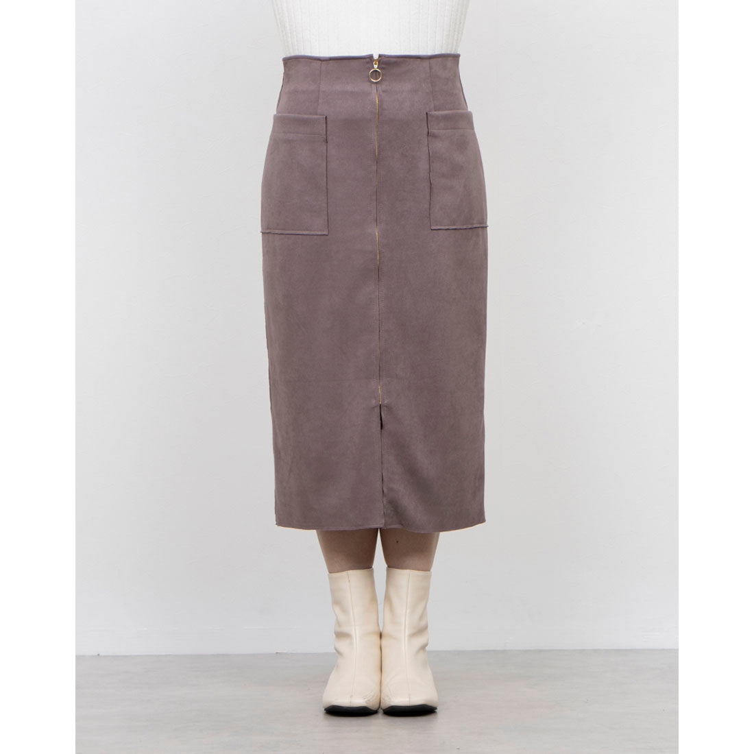 トゥエルブアジェンダ 12Twelve Agenda フェイクスエード両ポケタイトスカート (ピンク) ピンク