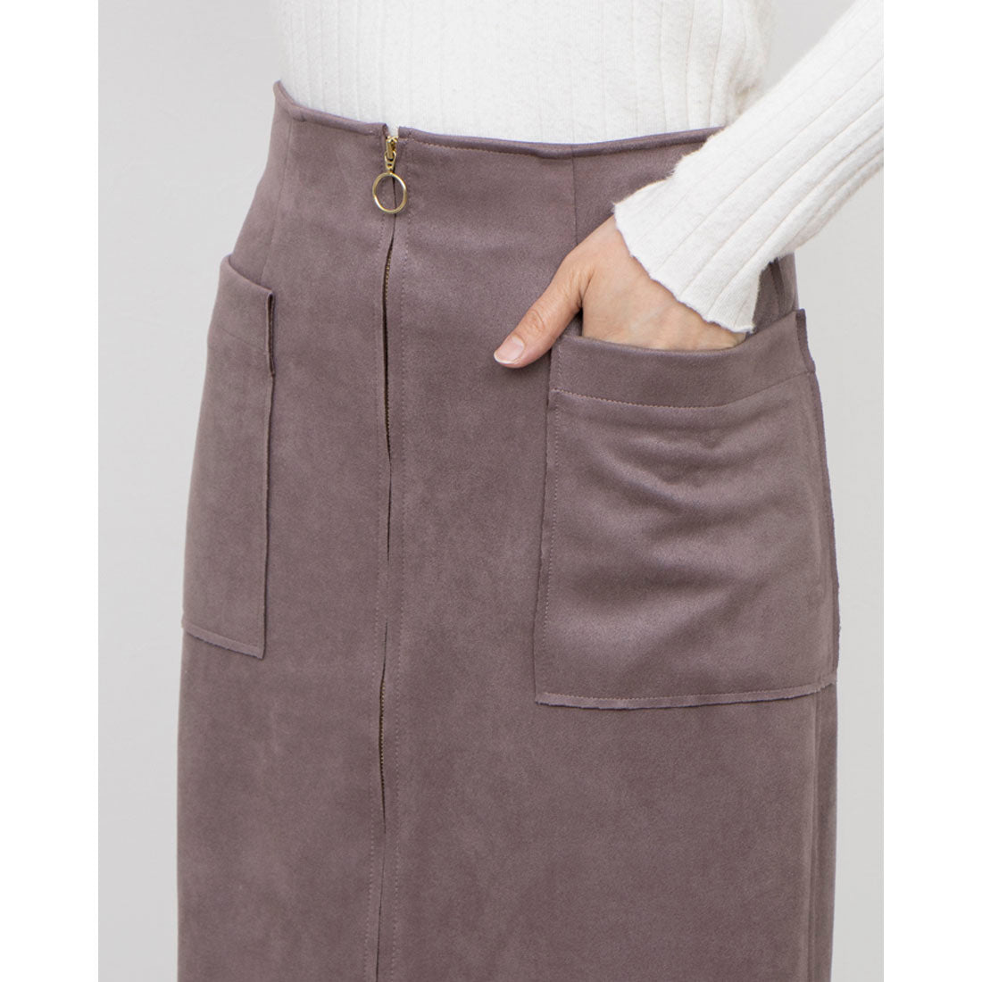 トゥエルブアジェンダ 12Twelve Agenda フェイクスエード両ポケタイトスカート (ピンク) ピンク