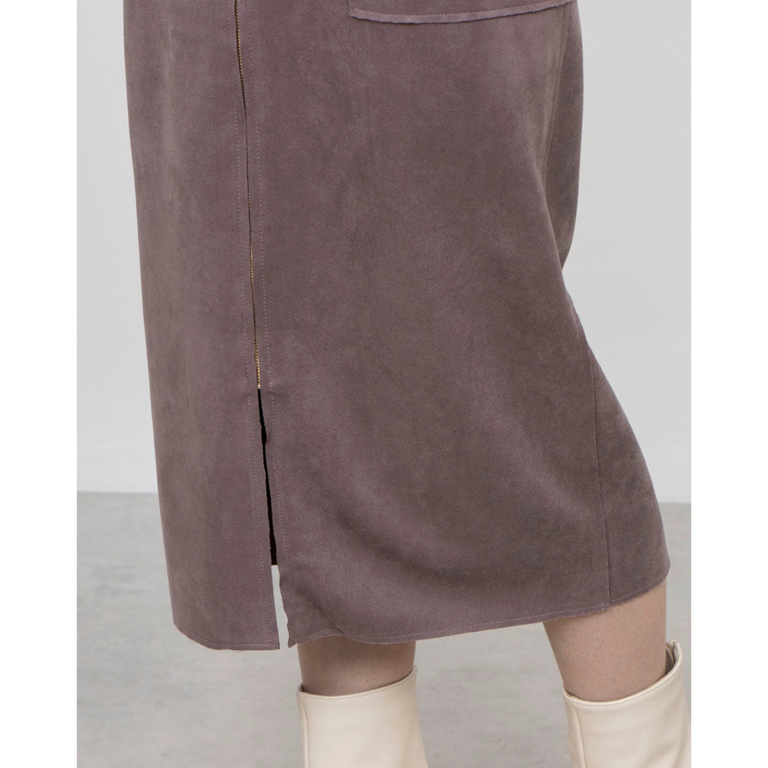 トゥエルブアジェンダ 12Twelve Agenda フェイクスエード両ポケタイトスカート (ピンク) ピンク