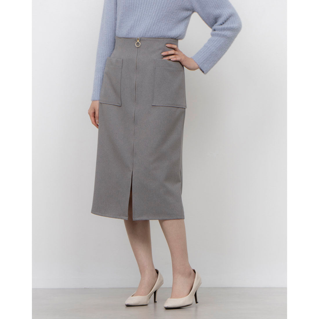 トゥエルブアジェンダ 12Twelve Agenda 前後2wayラメワイドリブシャギーニット (グレー) グレー