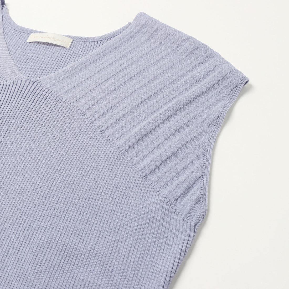 トゥエルブアジェンダ 12Twelve Agenda Vネックリブ切替ニットプルオーバー (グリーン) グリーン