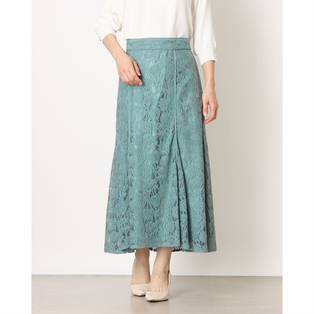 トゥエルブアジェンダ 12Twelve Agenda レースマーメイドスカート (ブルーグリーン) ブルーグリーン