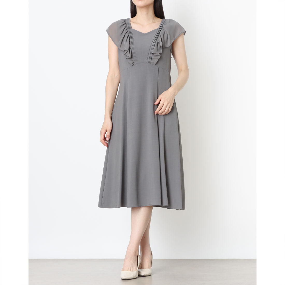 トゥエルブアジェンダ 12Twelve Agenda フリルドッキングワンピース (グレー) グレー