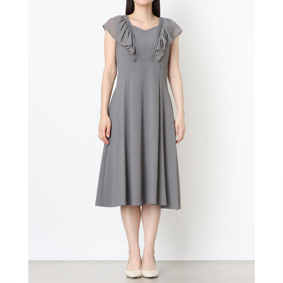 トゥエルブアジェンダ 12Twelve Agenda フリルドッキングワンピース (グレー) グレー