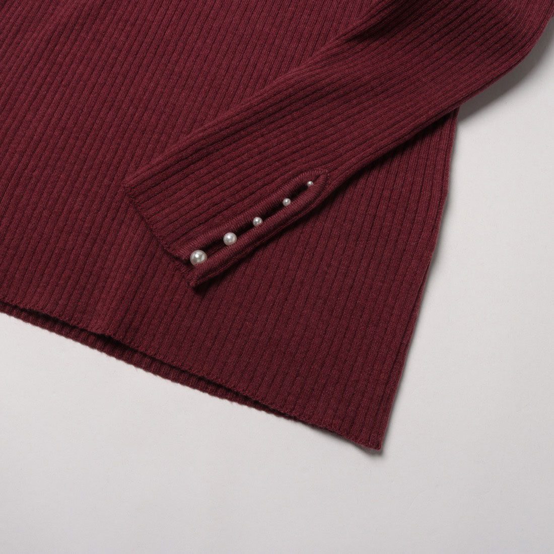 トゥエルブアジェンダ 12Twelve Agenda ハートネック袖口アソートパールリブニットプルオーバー (ブルー) ブルー