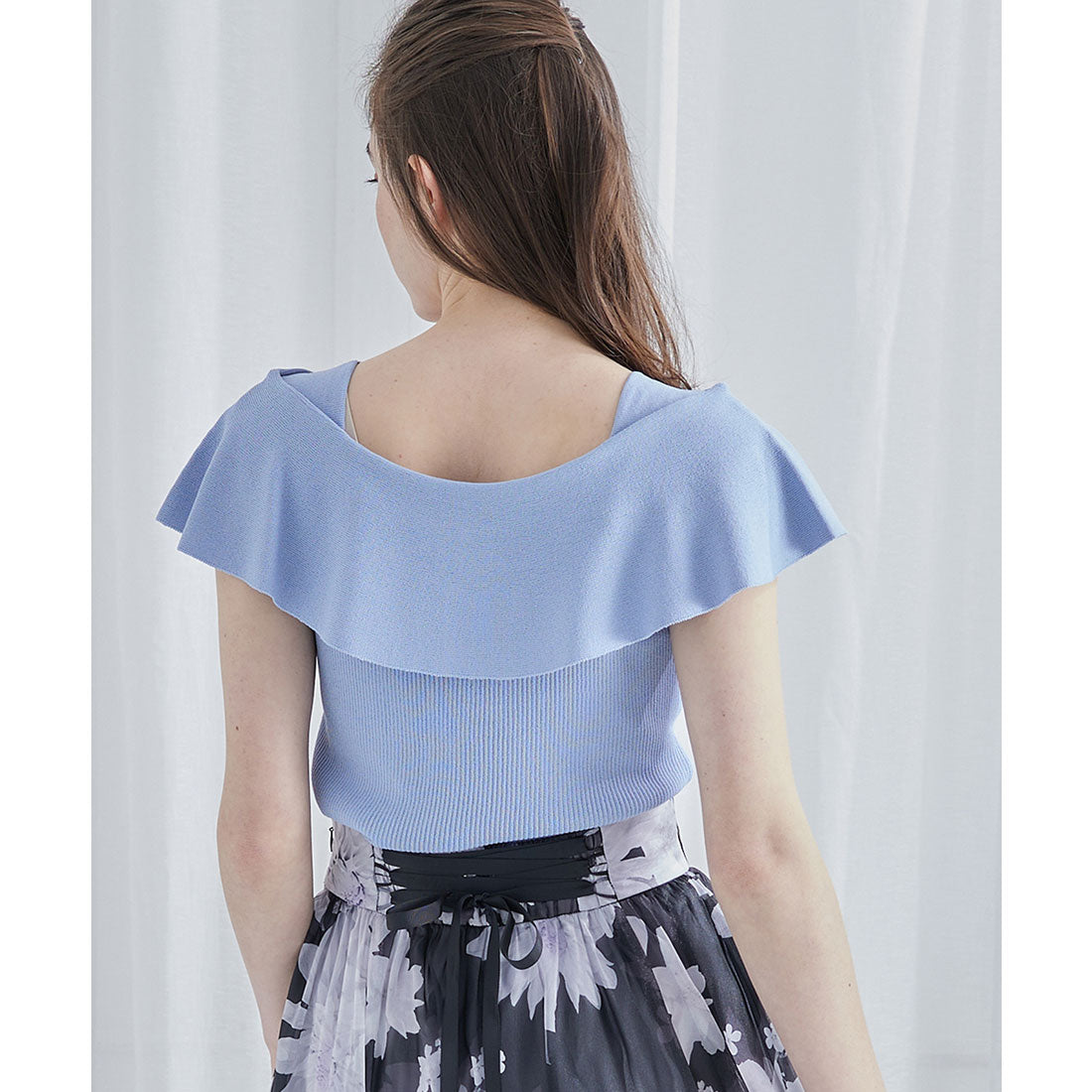 トゥエルブアジェンダ 12Twelve Agenda 前後2wayケープカラーフレンチスリーブニットプルオーバー