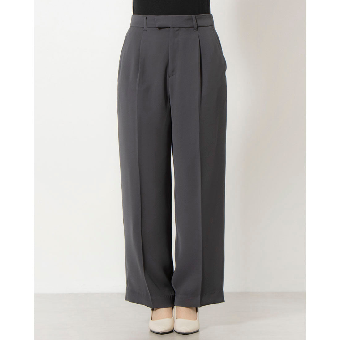 トゥエルブアジェンダ 12Twelve Agenda タックワイドパンツ (チャコールグレー) チャコールグレー