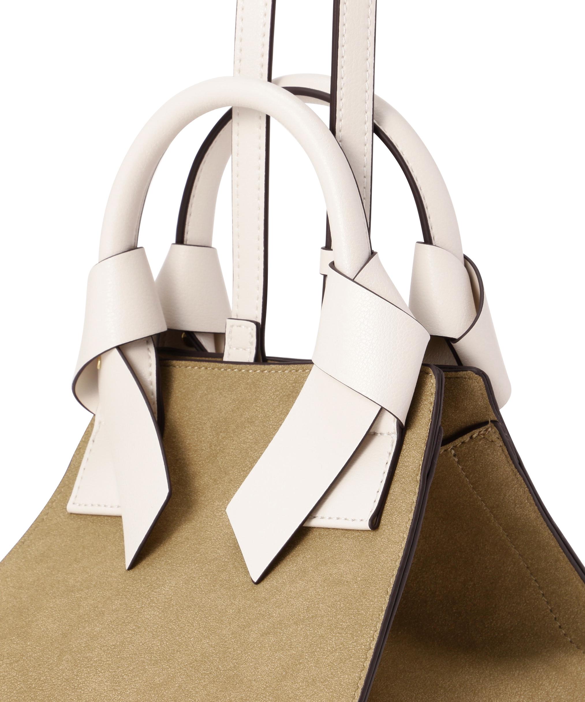 リボンハンドルトートバッグ ベージュベーススエード2