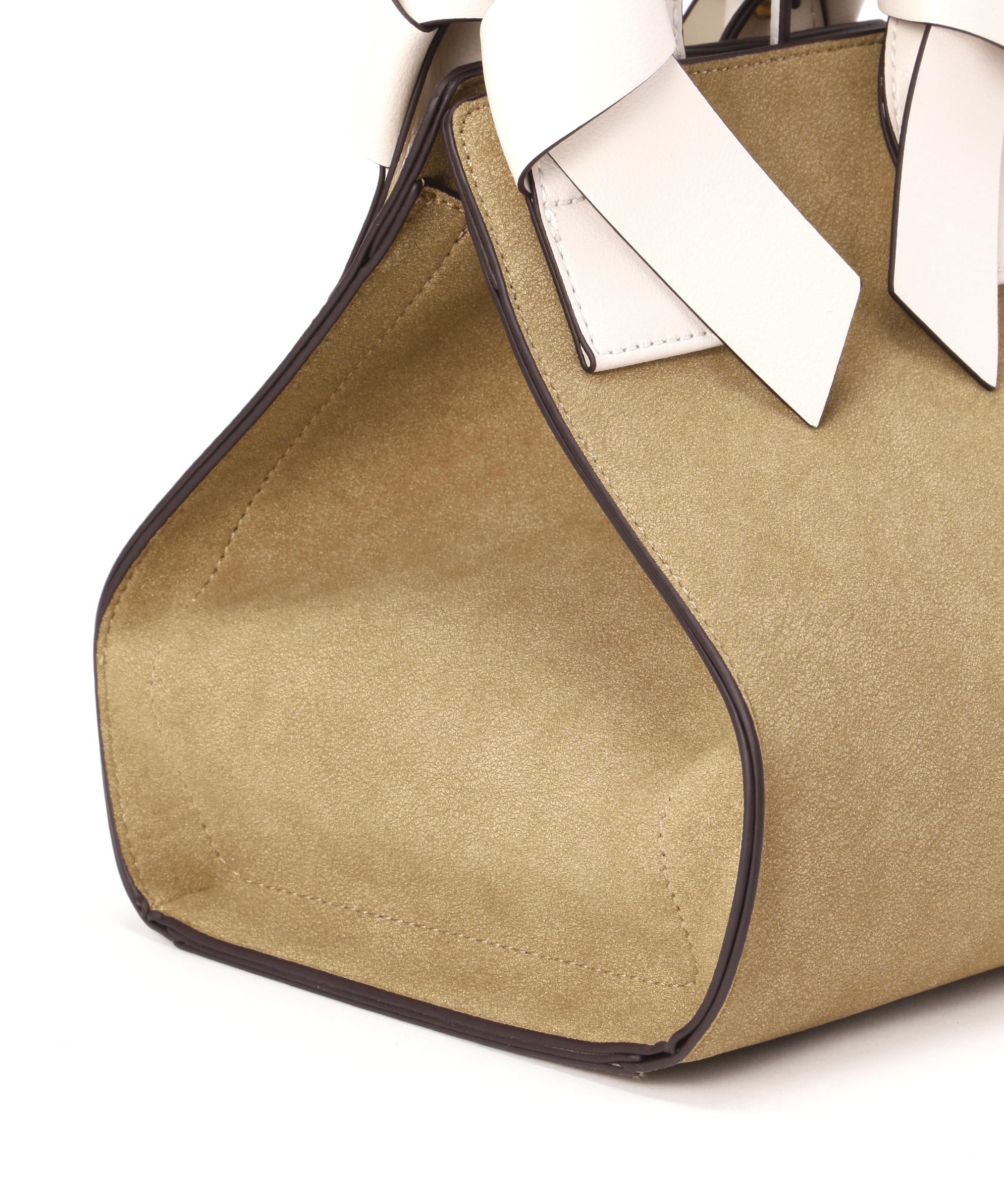 リボンハンドルトートバッグ ベージュベーススエード2