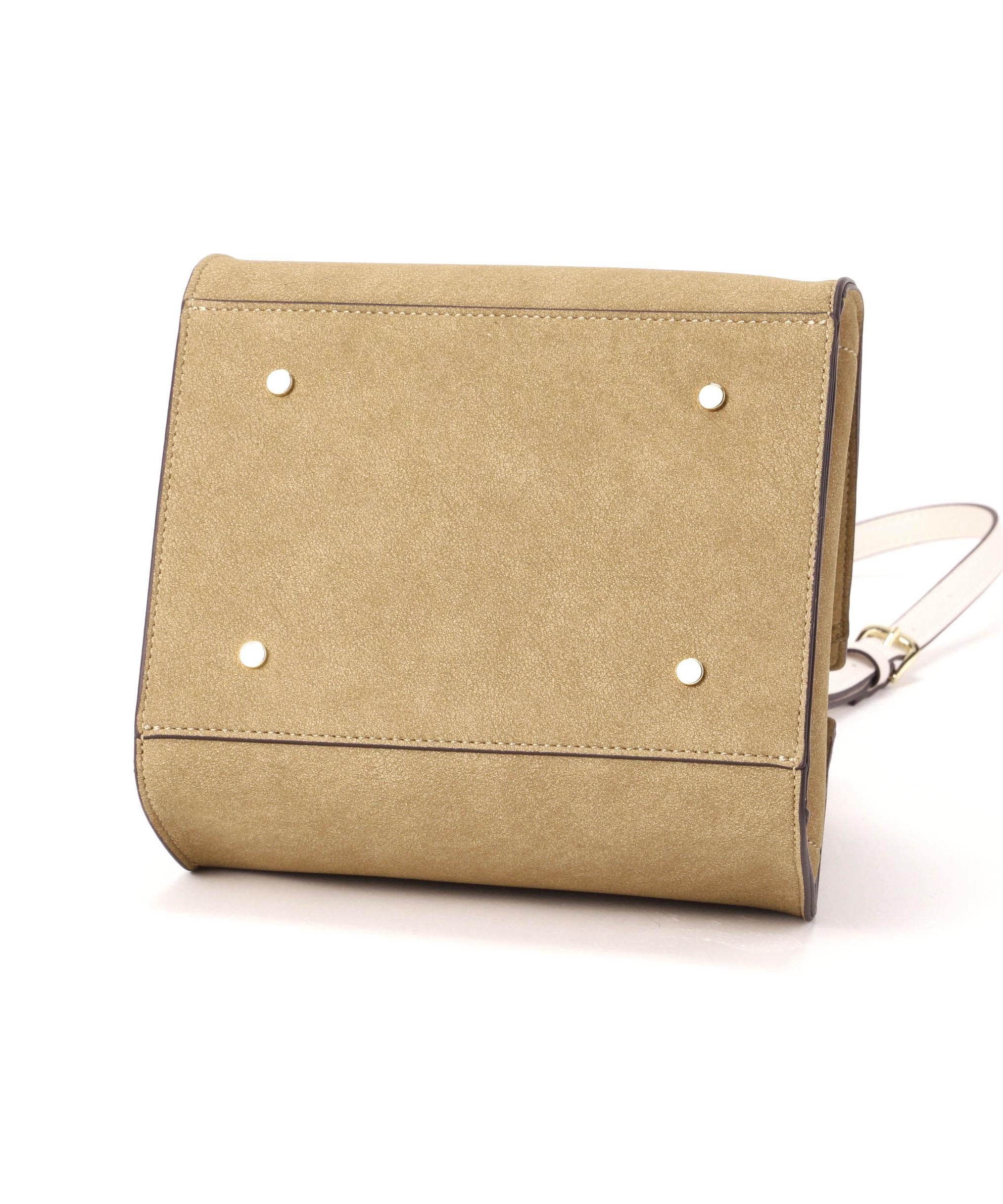 リボンハンドルトートバッグ ベージュベーススエード2