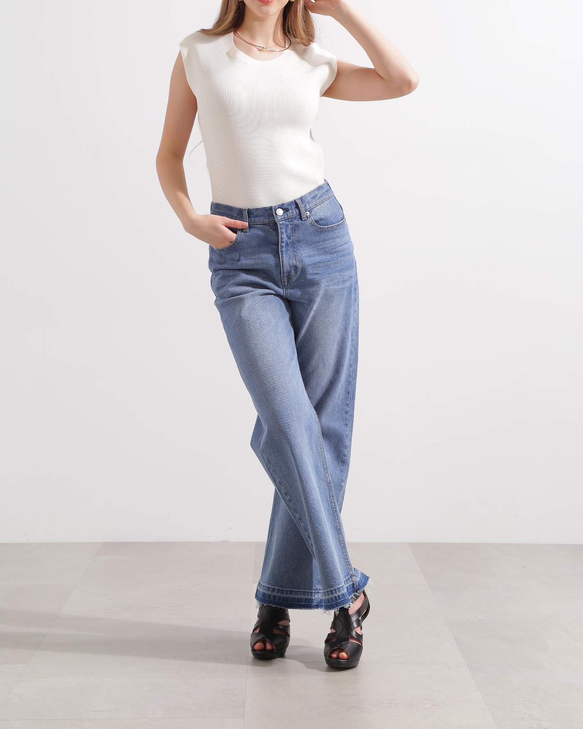 セミワイドデニムパンツ インディゴ