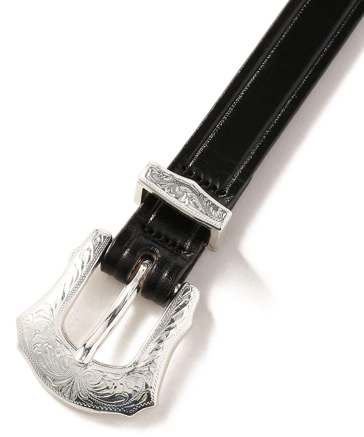 TO>Y LEATHE>/3/4inch 3-Piece SilveRuckle SetRelt ブラック